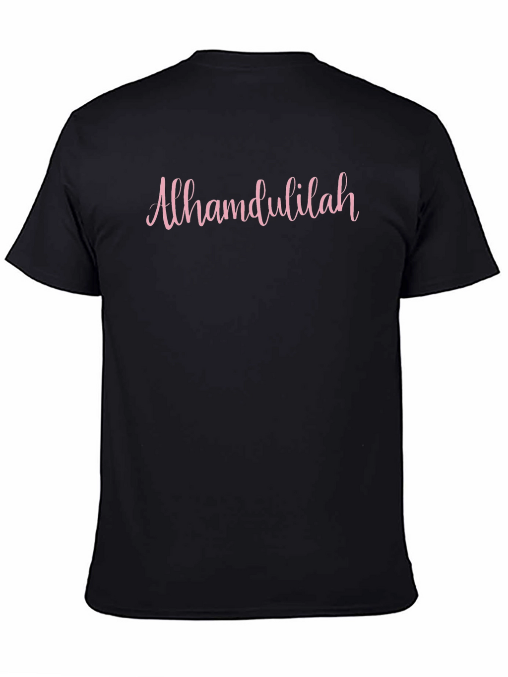 Alhamdulillah Pink Script Black T-Shirt