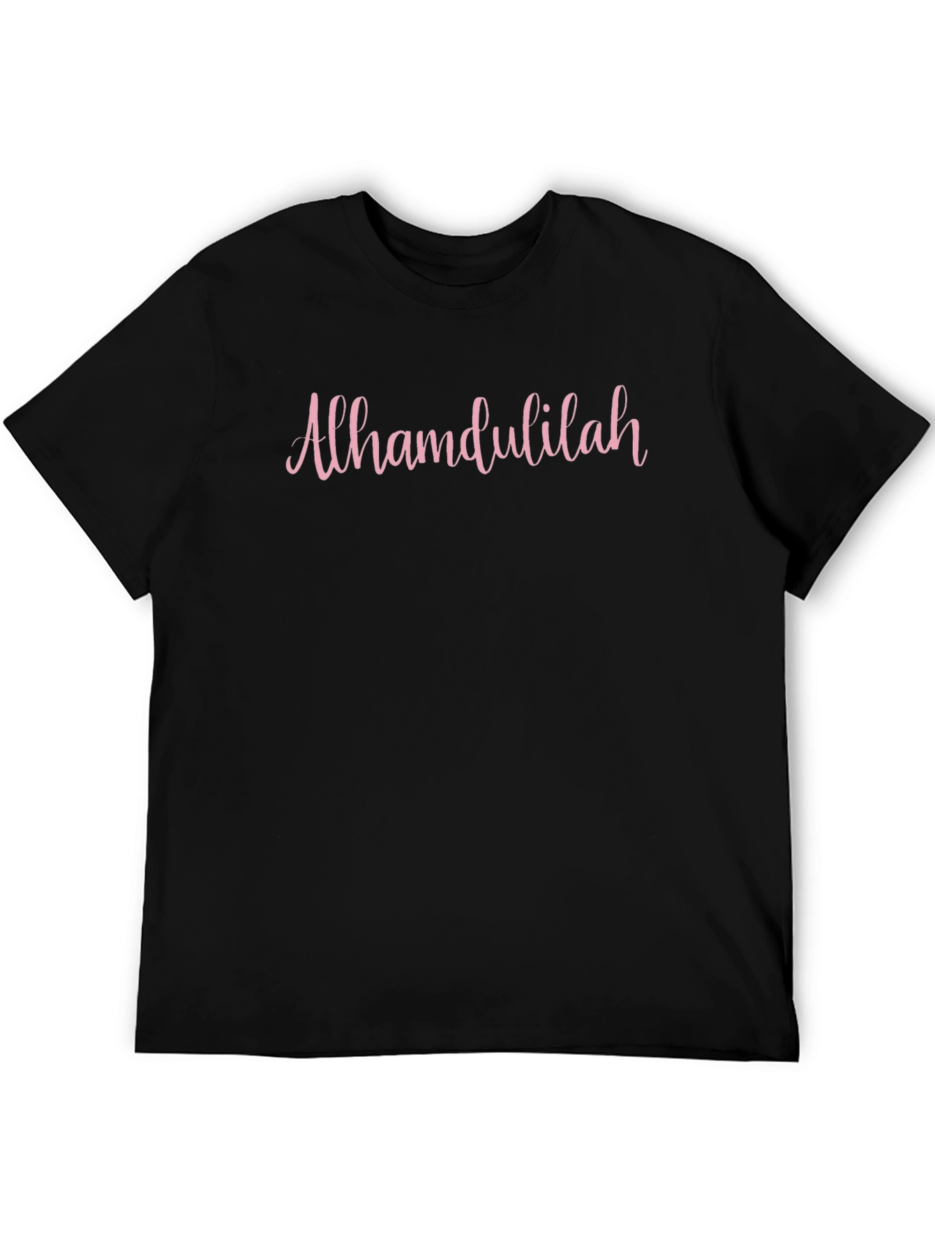 Alhamdulillah Pink Script Black T-Shirt