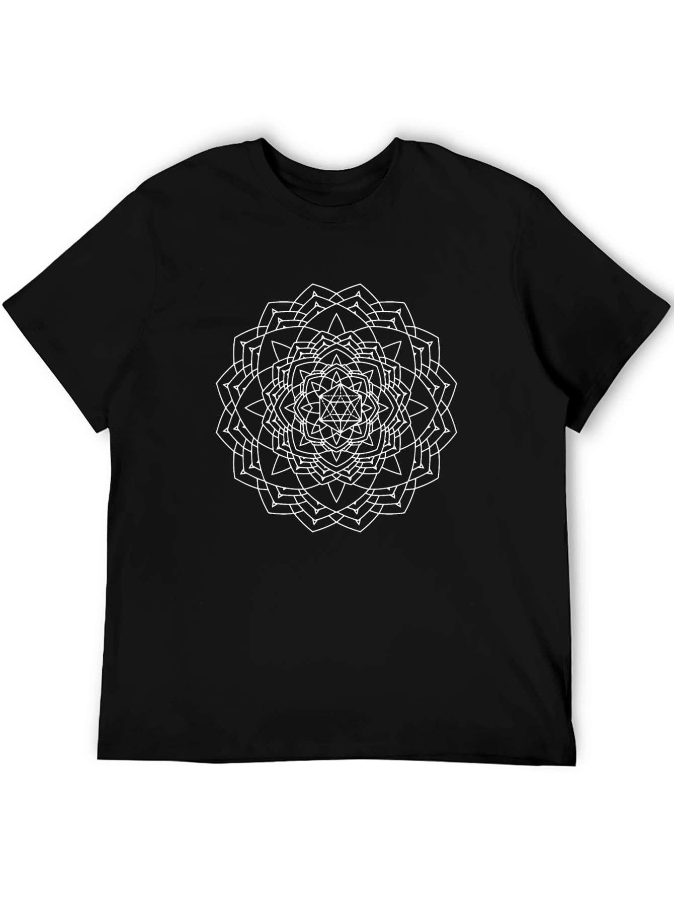 Geometric Mandala Graphic Tee - Black