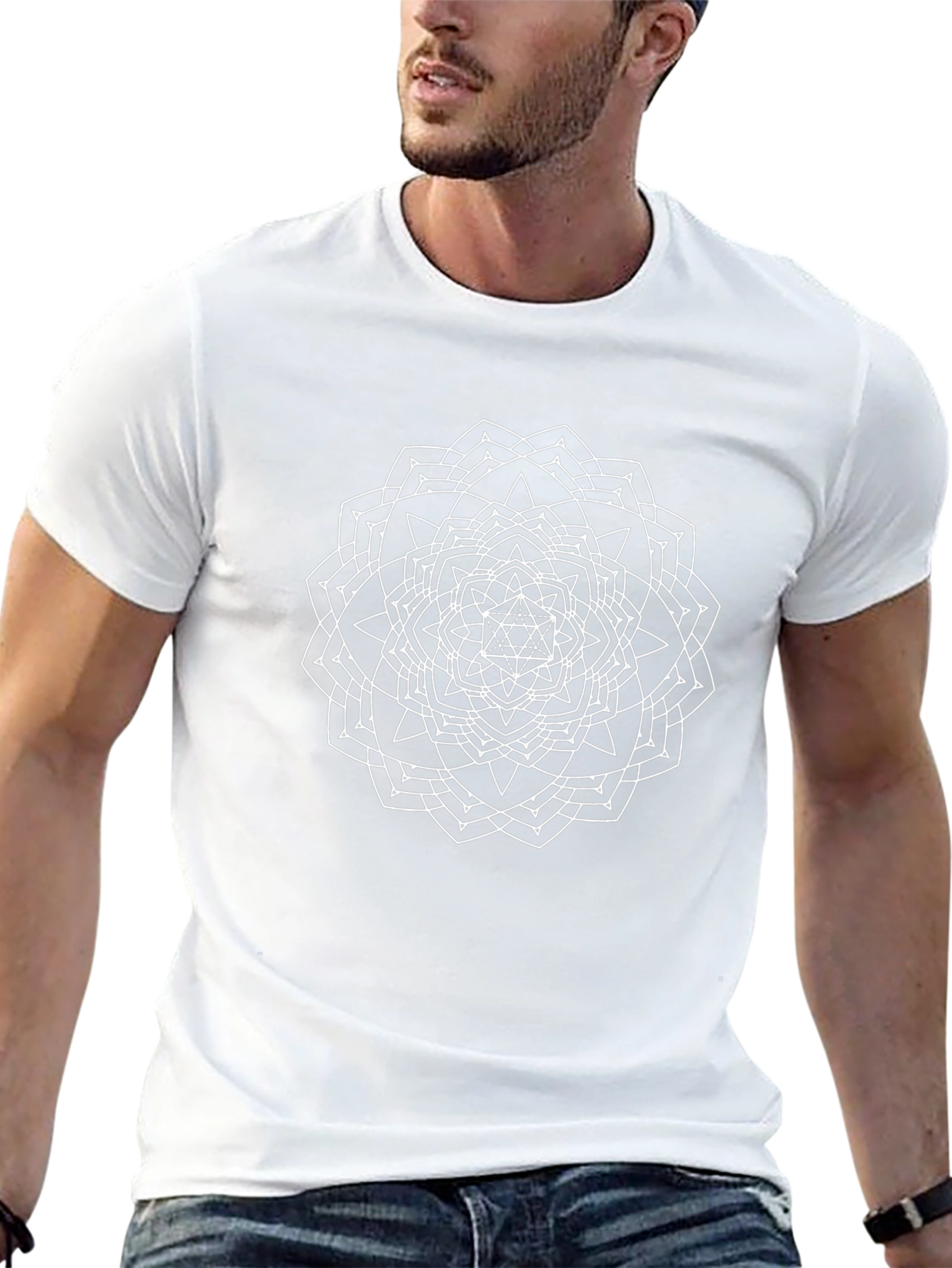 Geometric Mandala Graphic Tee - Black