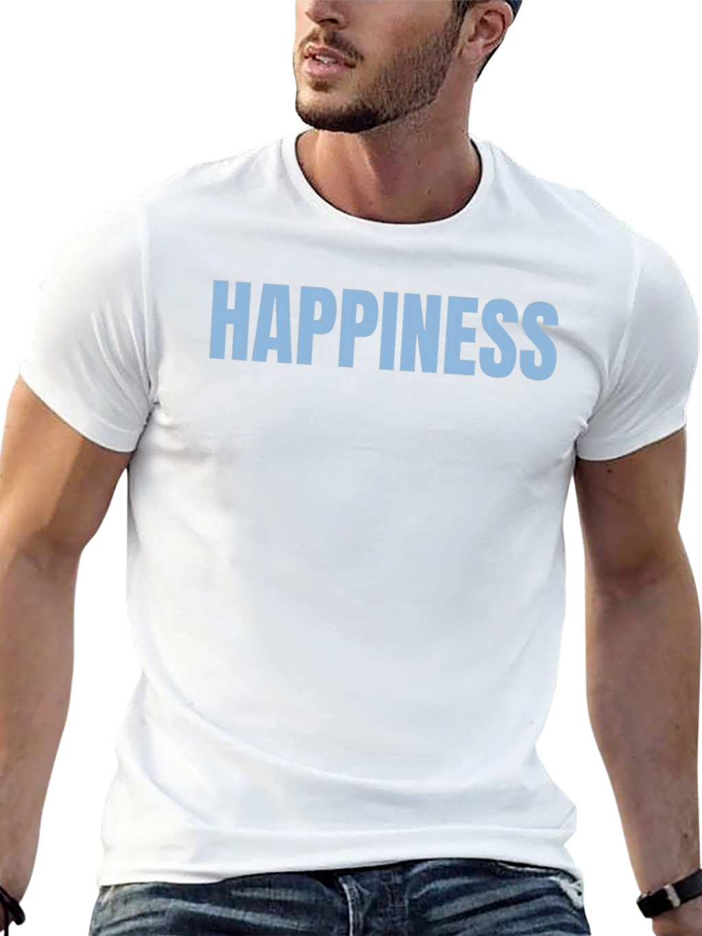 Happiness Graphic Tee - Black Casual T-Shirt