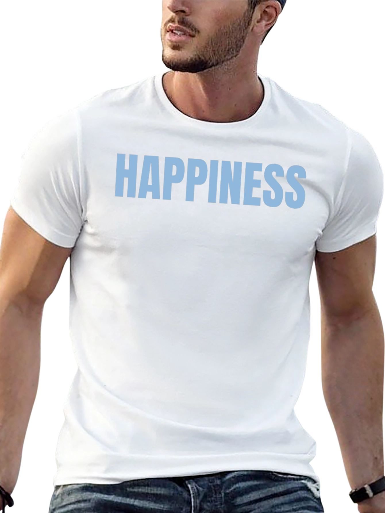 Happiness Graphic Tee - Black Casual T-Shirt
