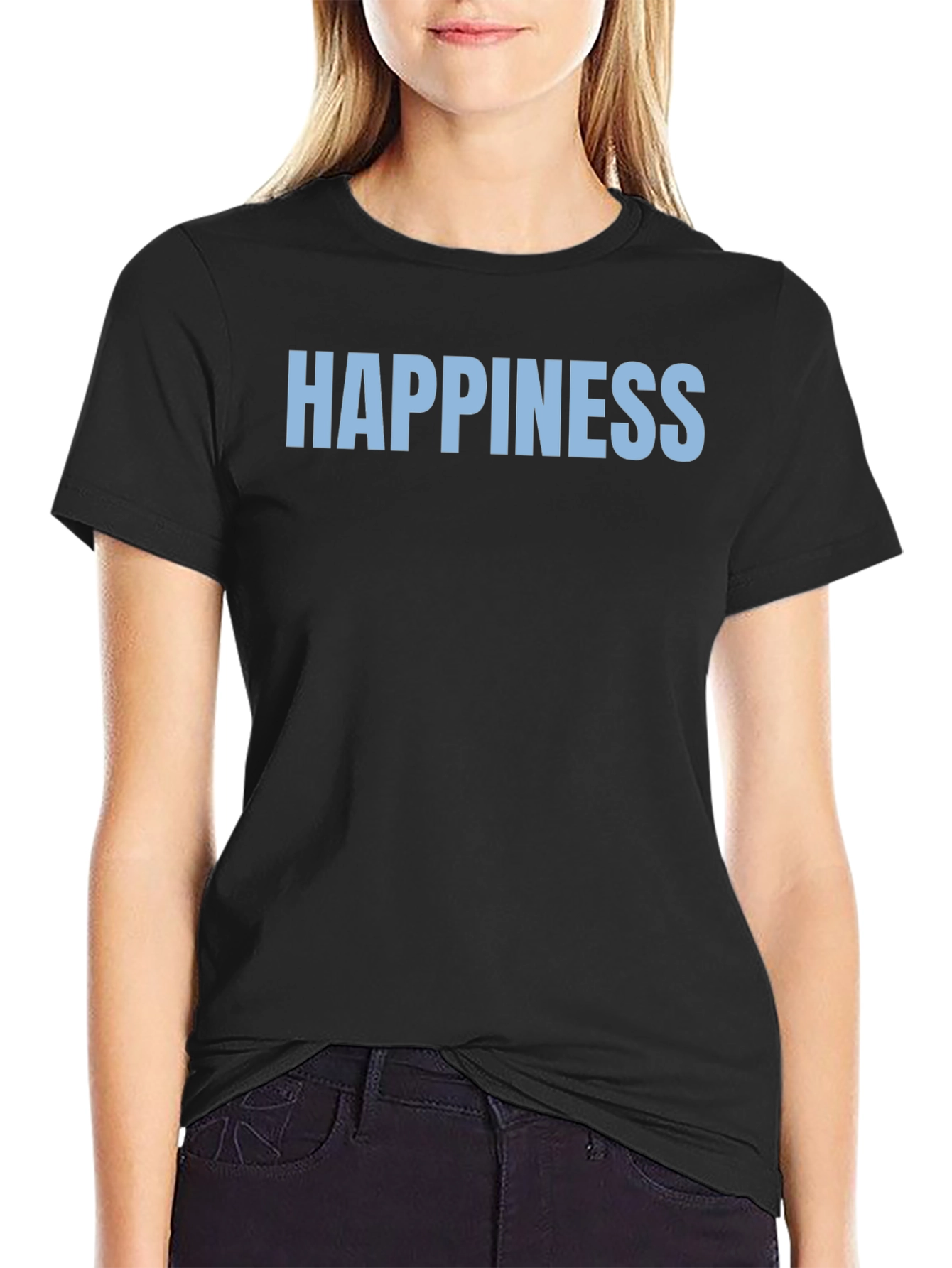 Happiness Graphic Tee - Black Casual T-Shirt