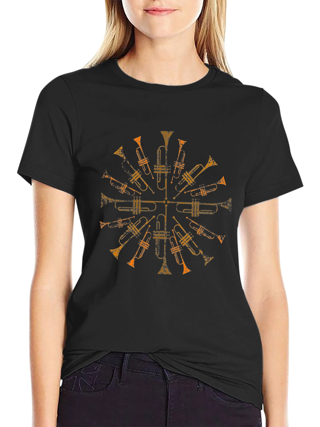 Trumpet Mandala Black T-Shirt