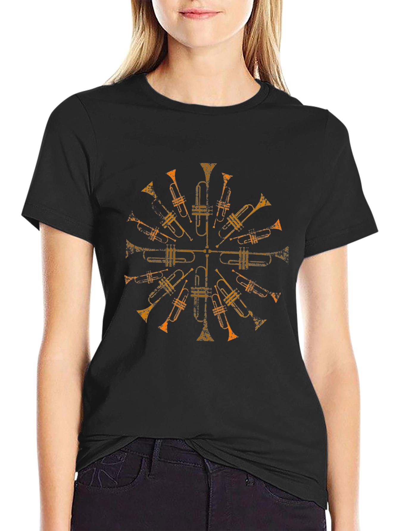 Trumpet Mandala Black T-Shirt