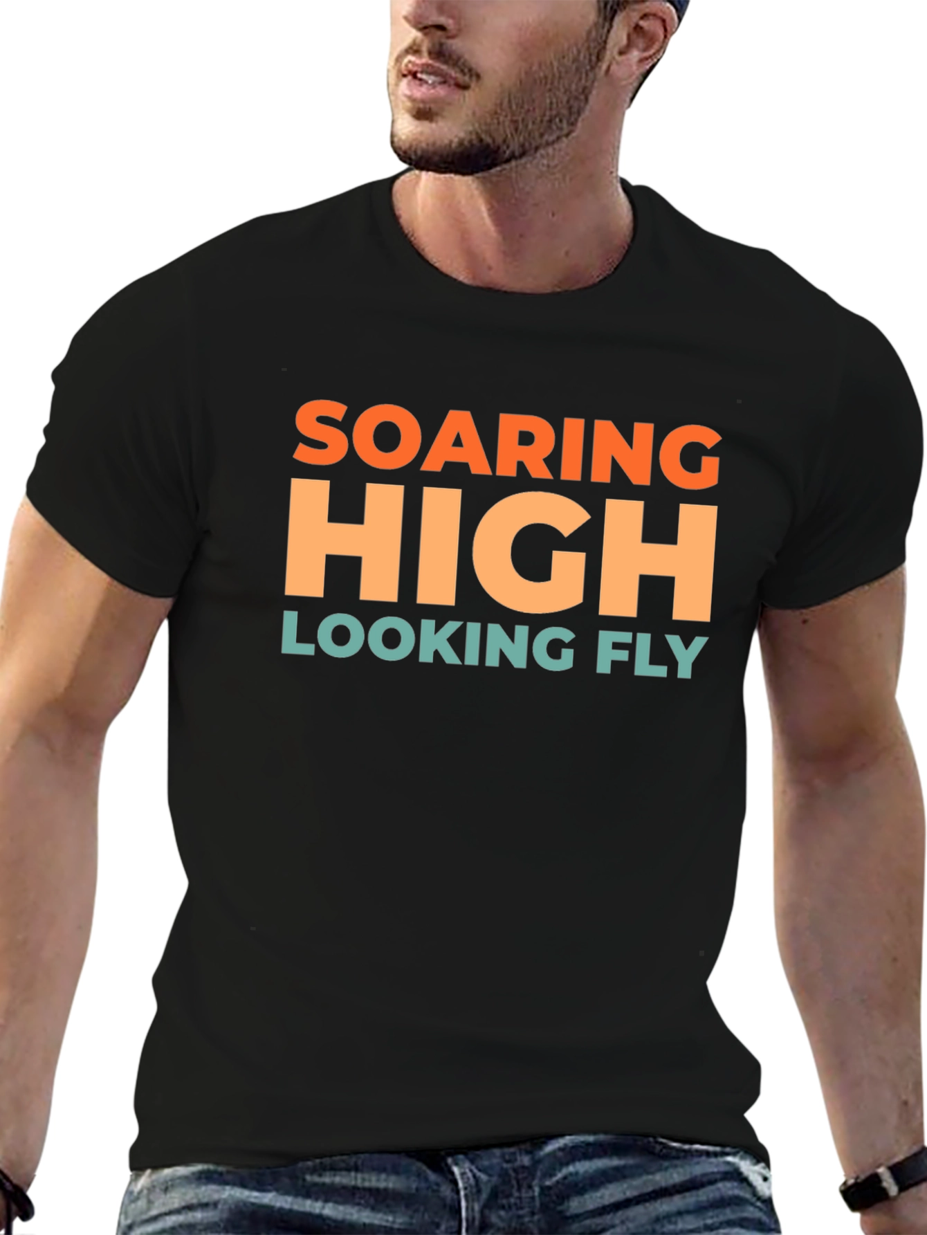 Soaring High Looking Fly Black T-Shirt