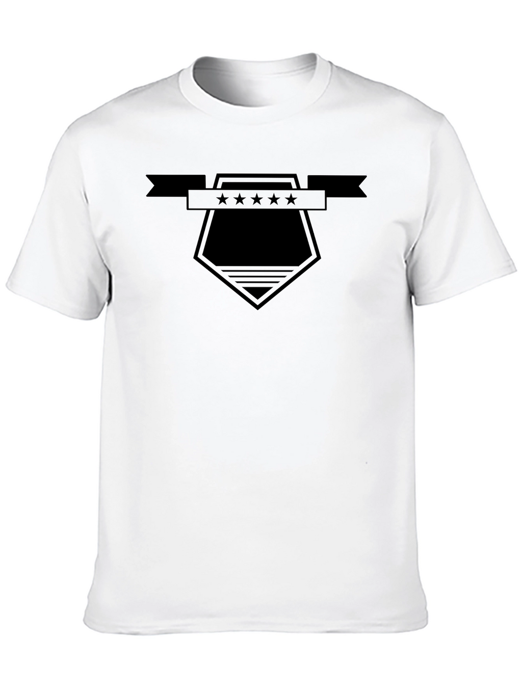 Mens Black Graphic Tee - Star Shield Design