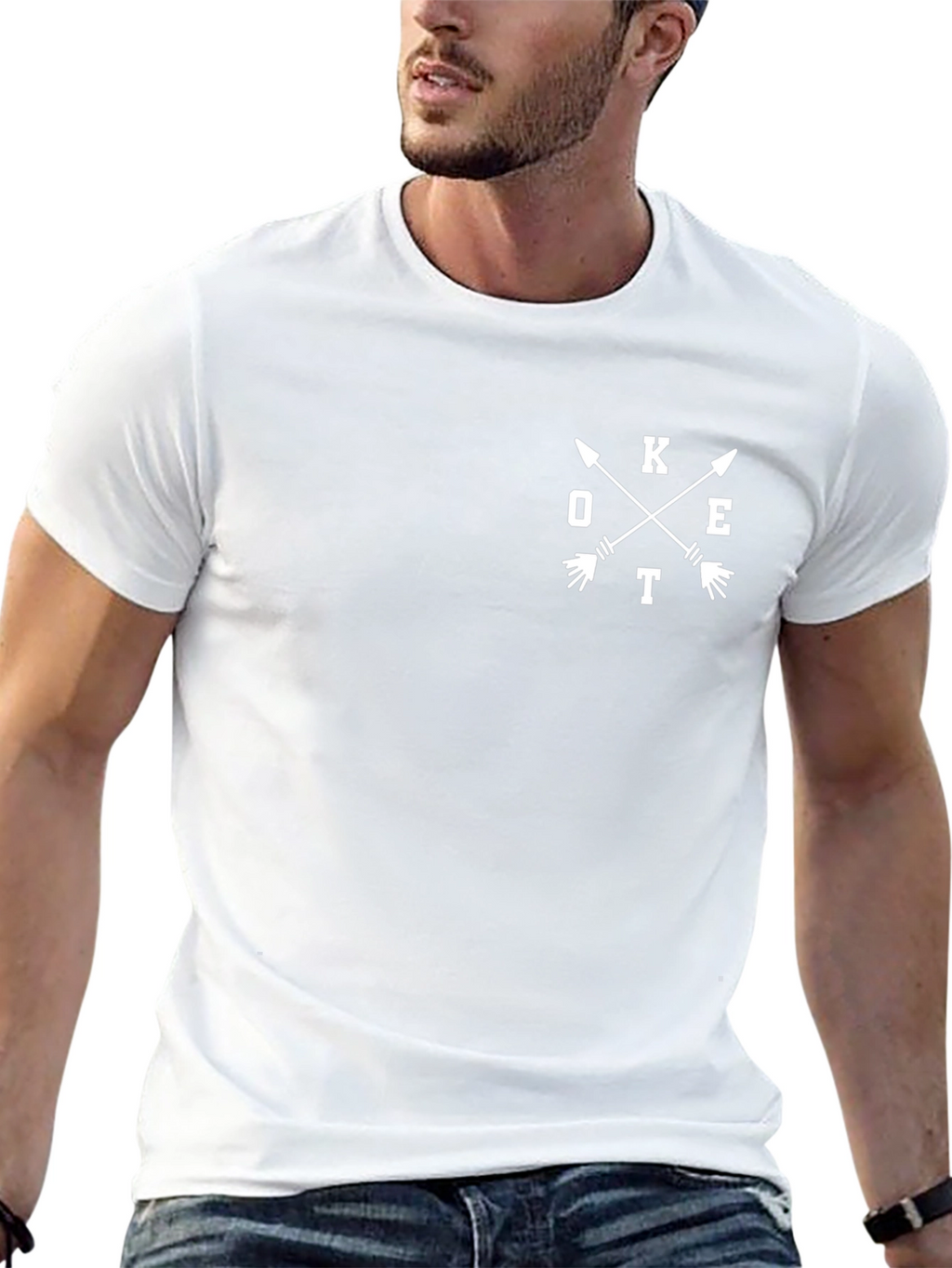 Mens Arrow Graphic Tee - Casual Cotton Blend Top