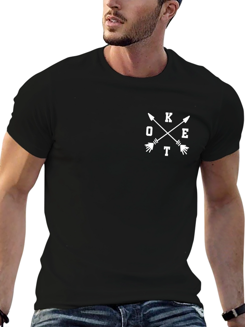 Mens Arrow Graphic Tee - Casual Cotton Blend Top