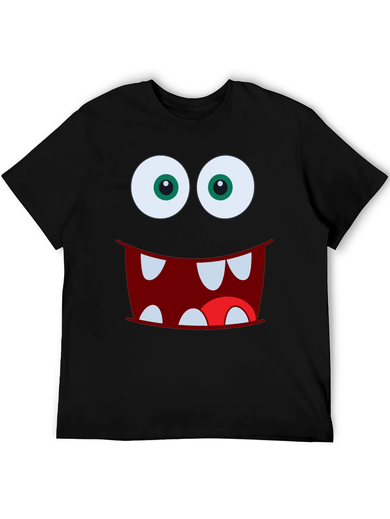 Monster Face Graphic Tee - Fun Black T-Shirt