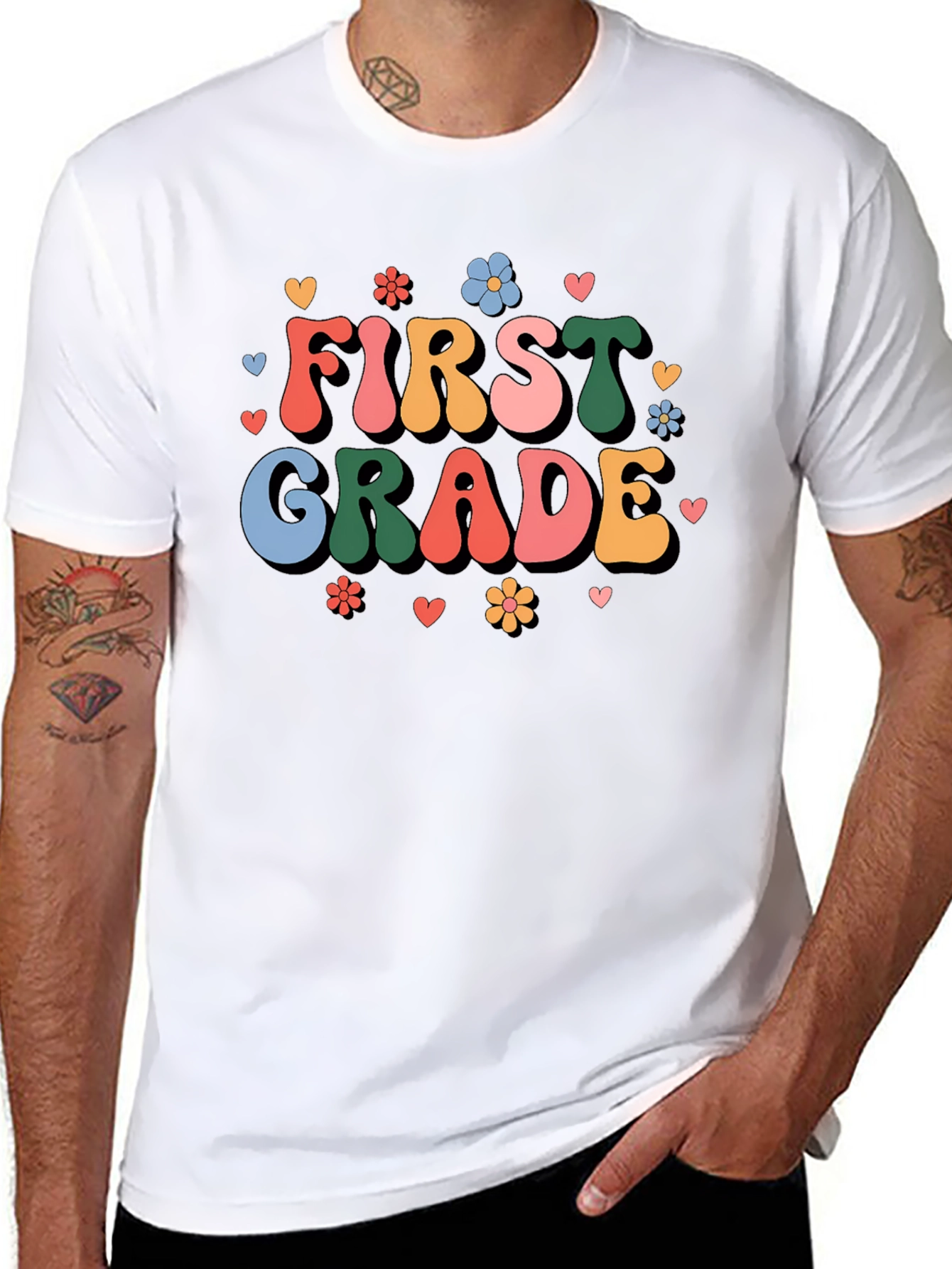 First Grade Teacher Retro Style Graphic Tee
