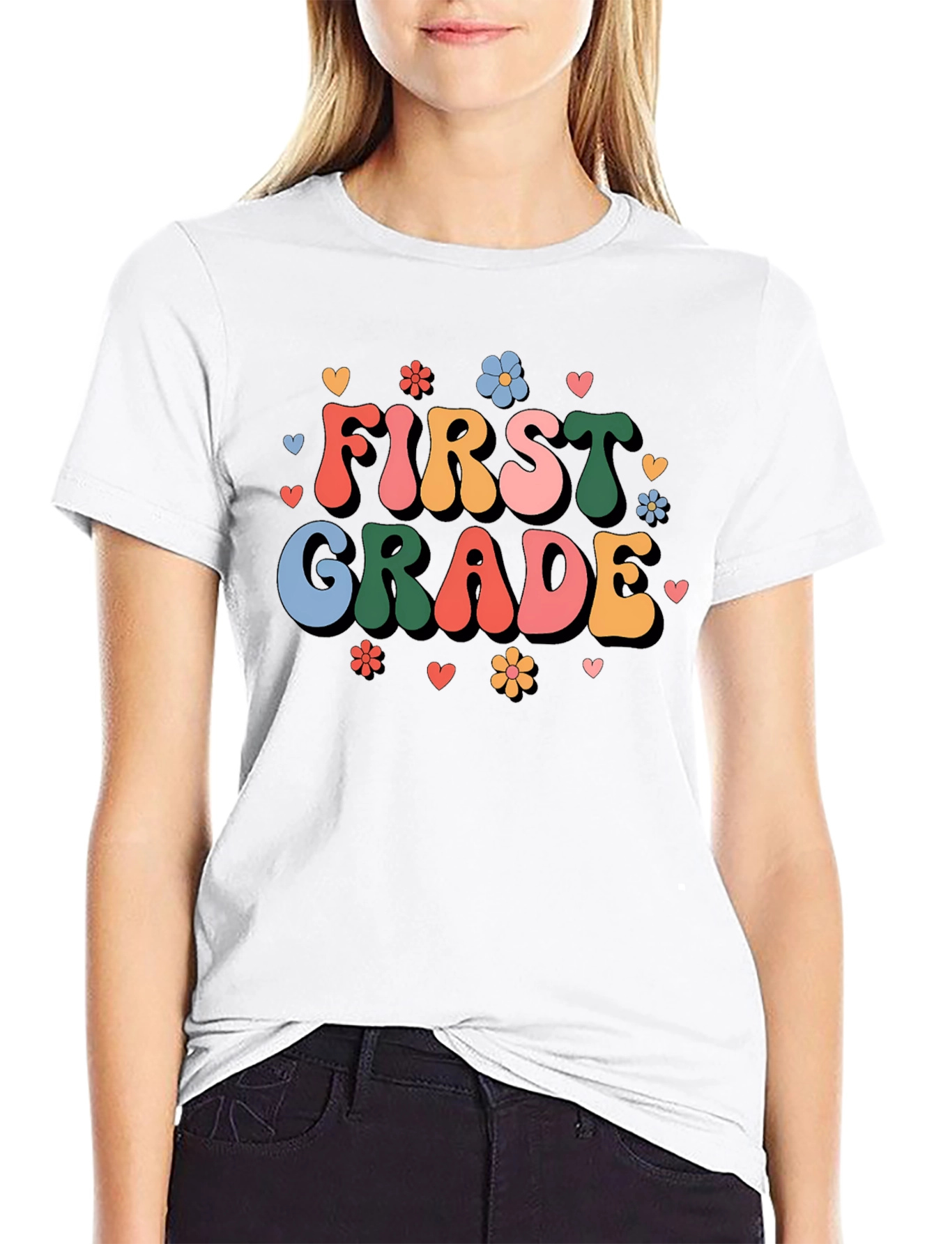 First Grade Teacher Retro Style Graphic Tee