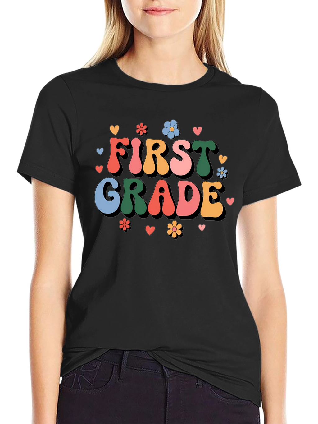First Grade Teacher Retro Style Graphic Tee
