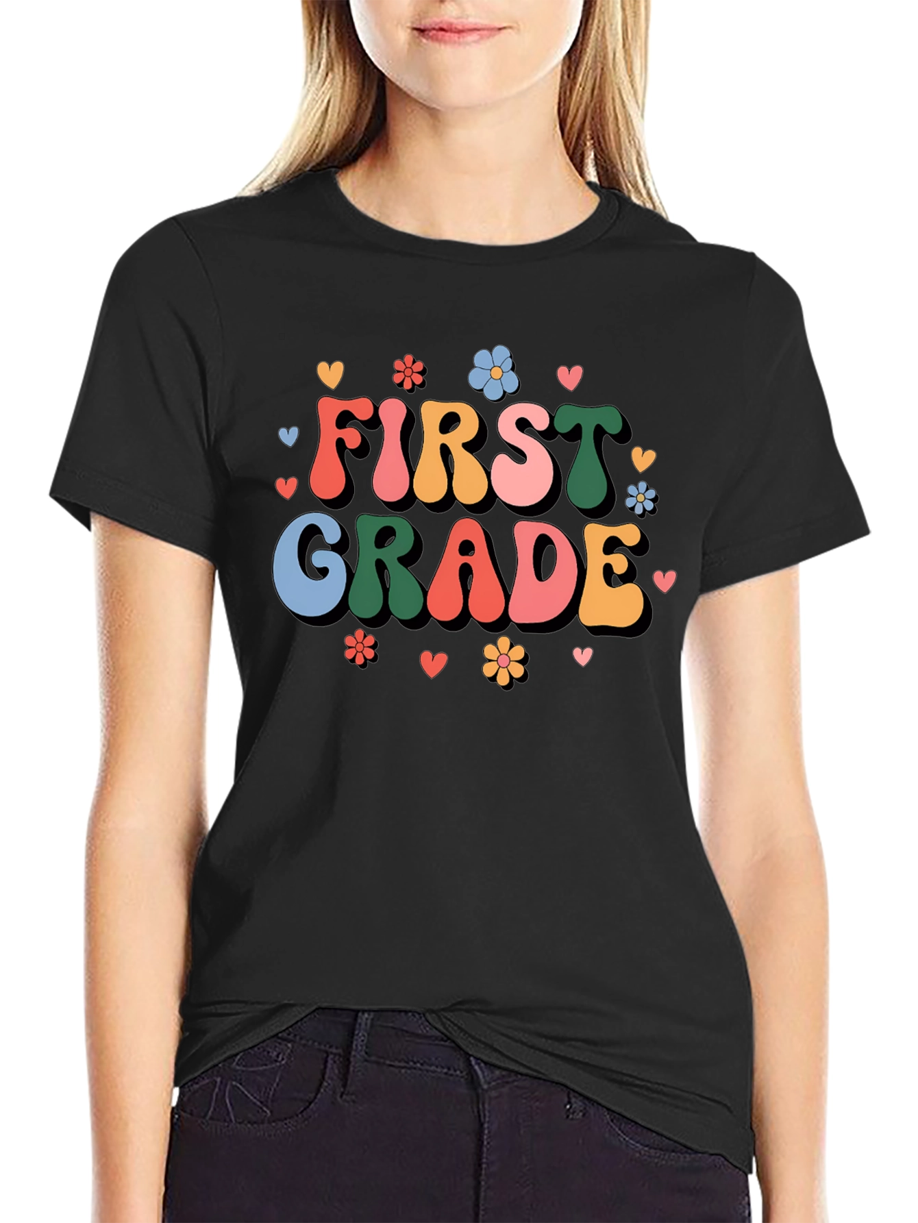 First Grade Teacher Retro Style Graphic Tee