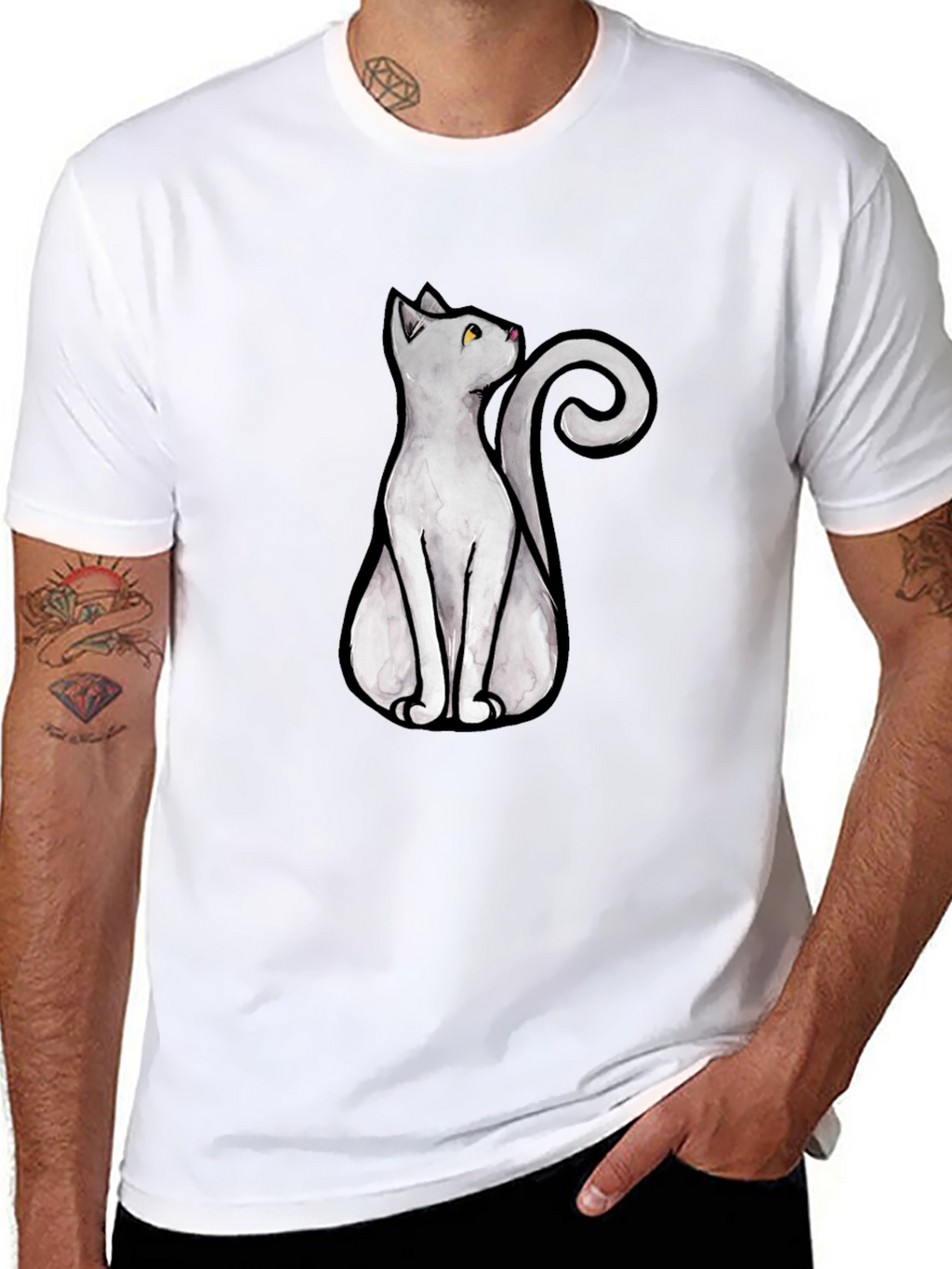 Cool Cat Graphic Tee - Black Cotton T-Shirt
