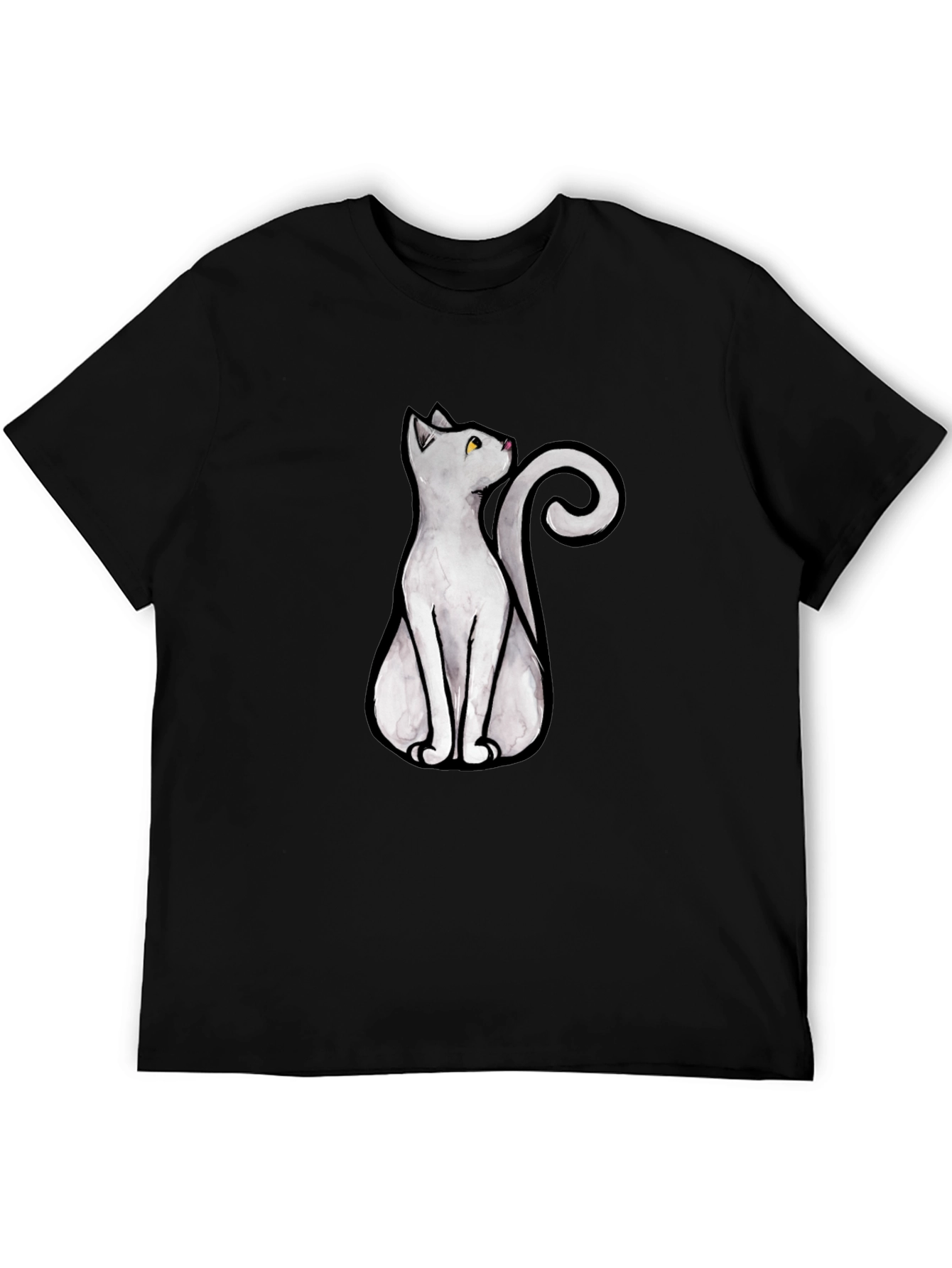 Cool Cat Graphic Tee - Black Cotton T-Shirt