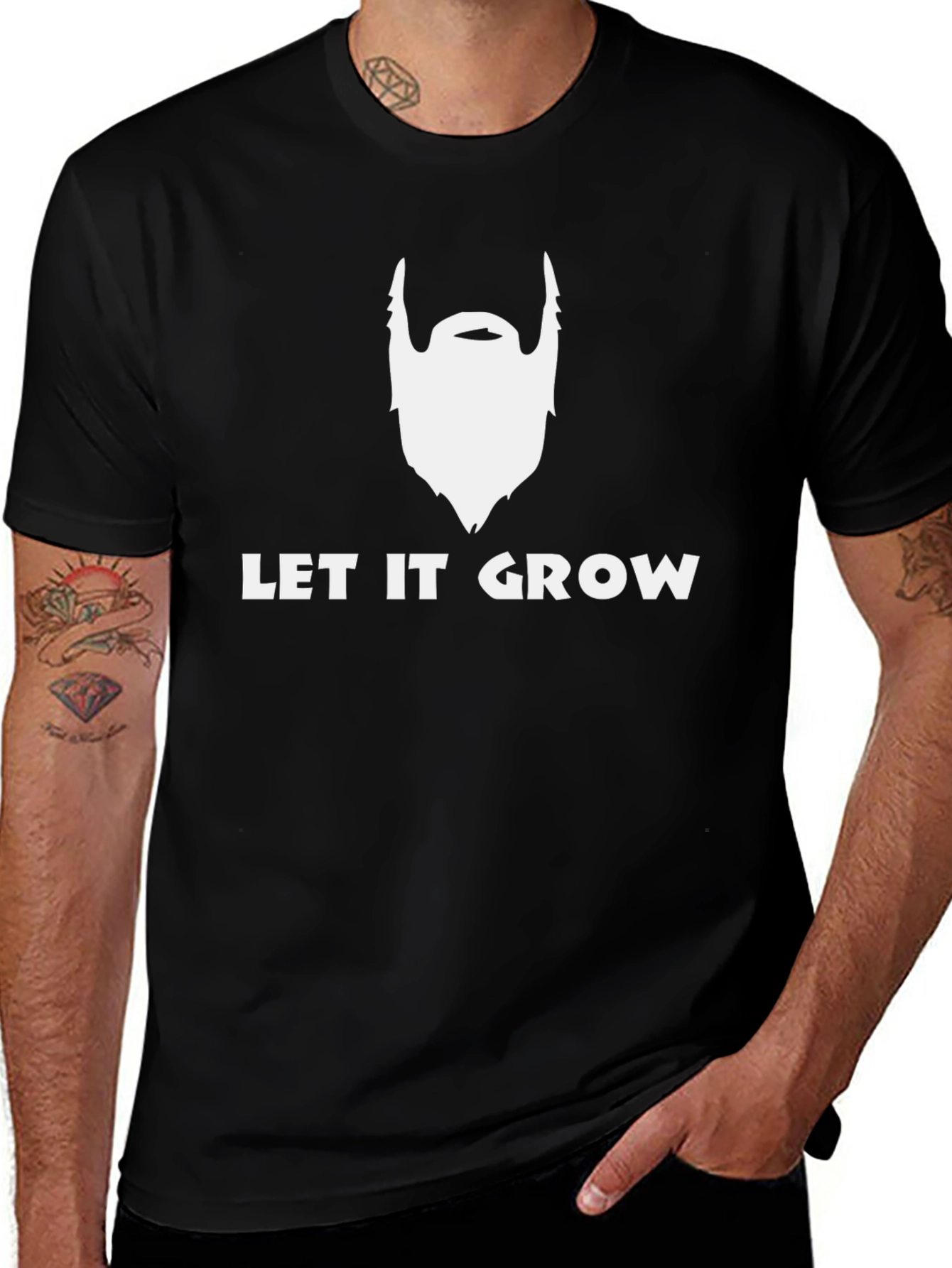Let It Grow Beard Graphic Tee - Black