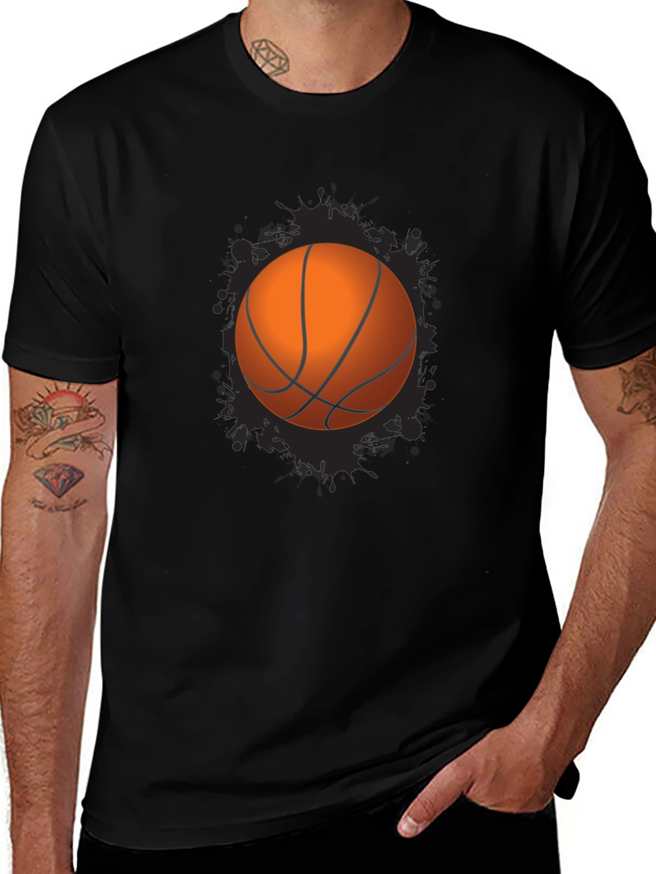 Basketball Graphic Tee - Black Cotton Blend
