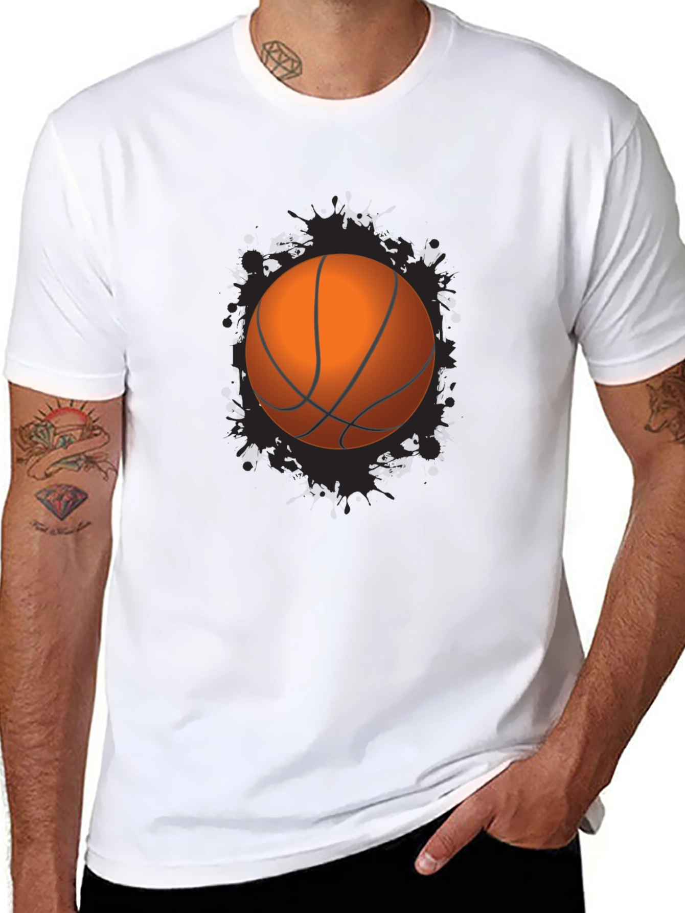 Basketball Graphic Tee - Black Cotton Blend