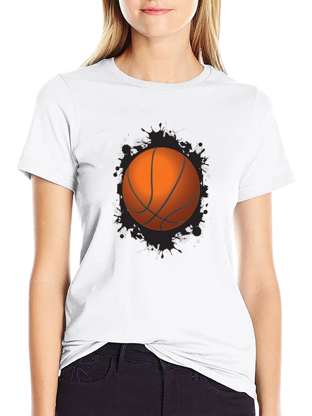 Basketball Graphic Tee - Black Cotton Blend
