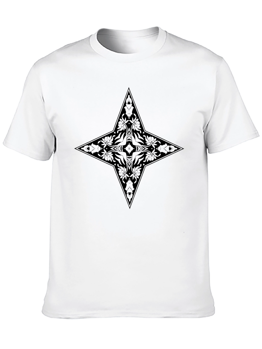 Black Floral Star Graphic Tee - Modern Style