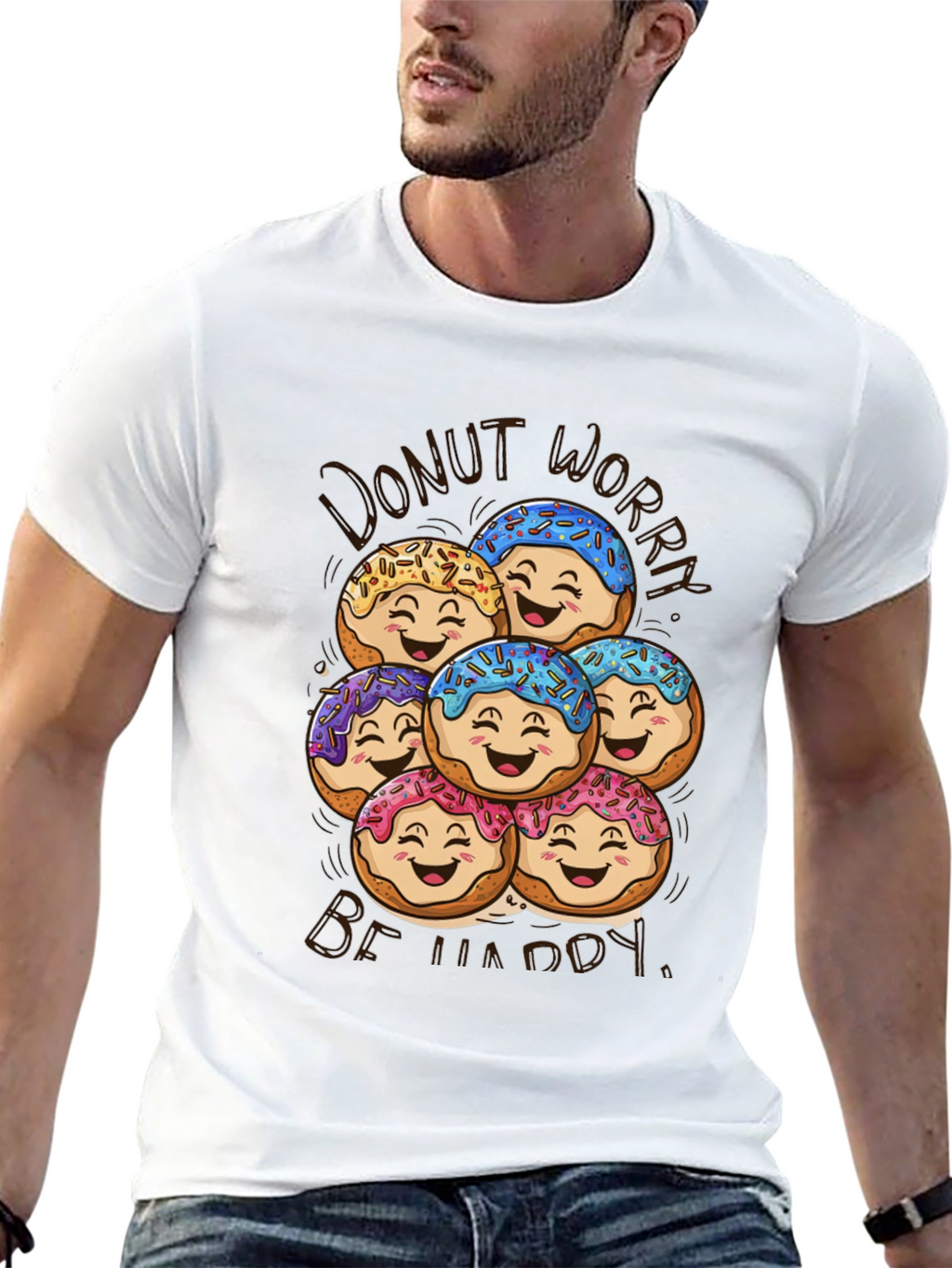 Donut Worry Be Happy Graphic T-Shirt
