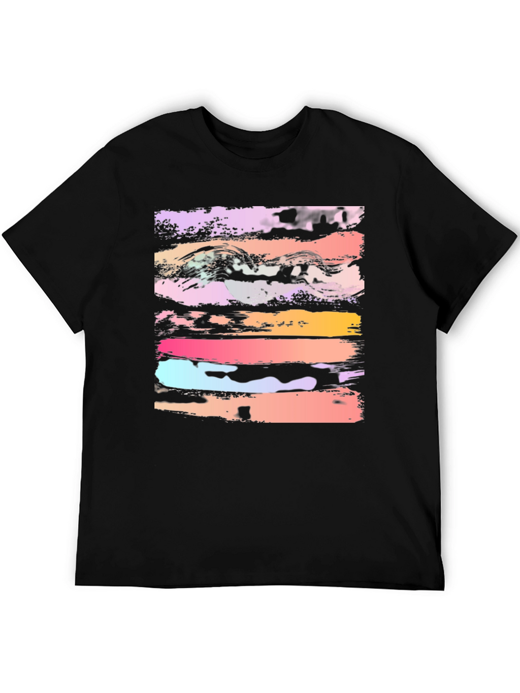 Abstract Brushstroke Graphic Black T-Shirt