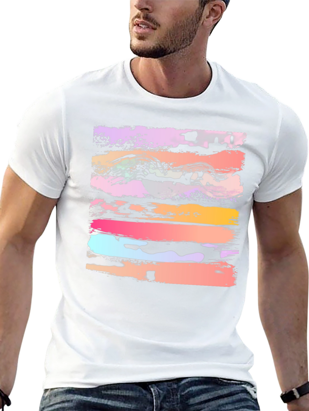Abstract Brushstroke Graphic Black T-Shirt