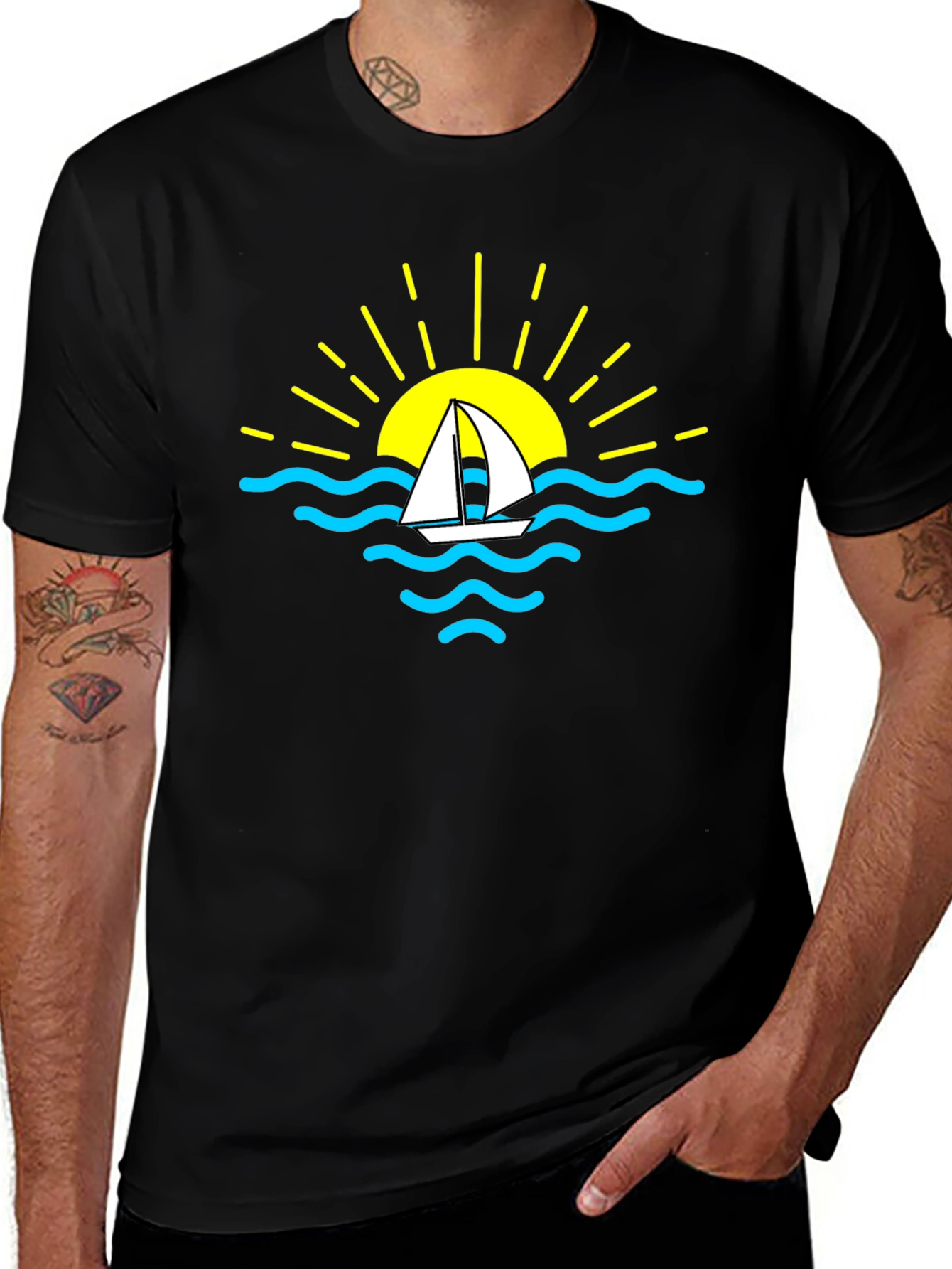 Sailboat Sunset Graphic T-Shirt