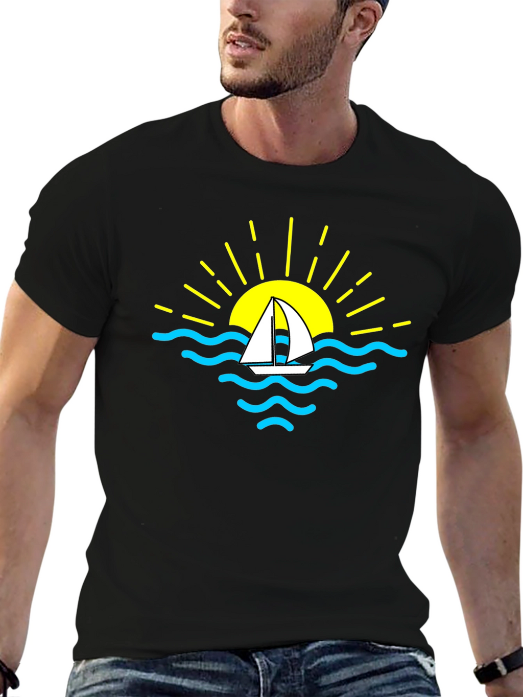 Sailboat Sunset Graphic T-Shirt