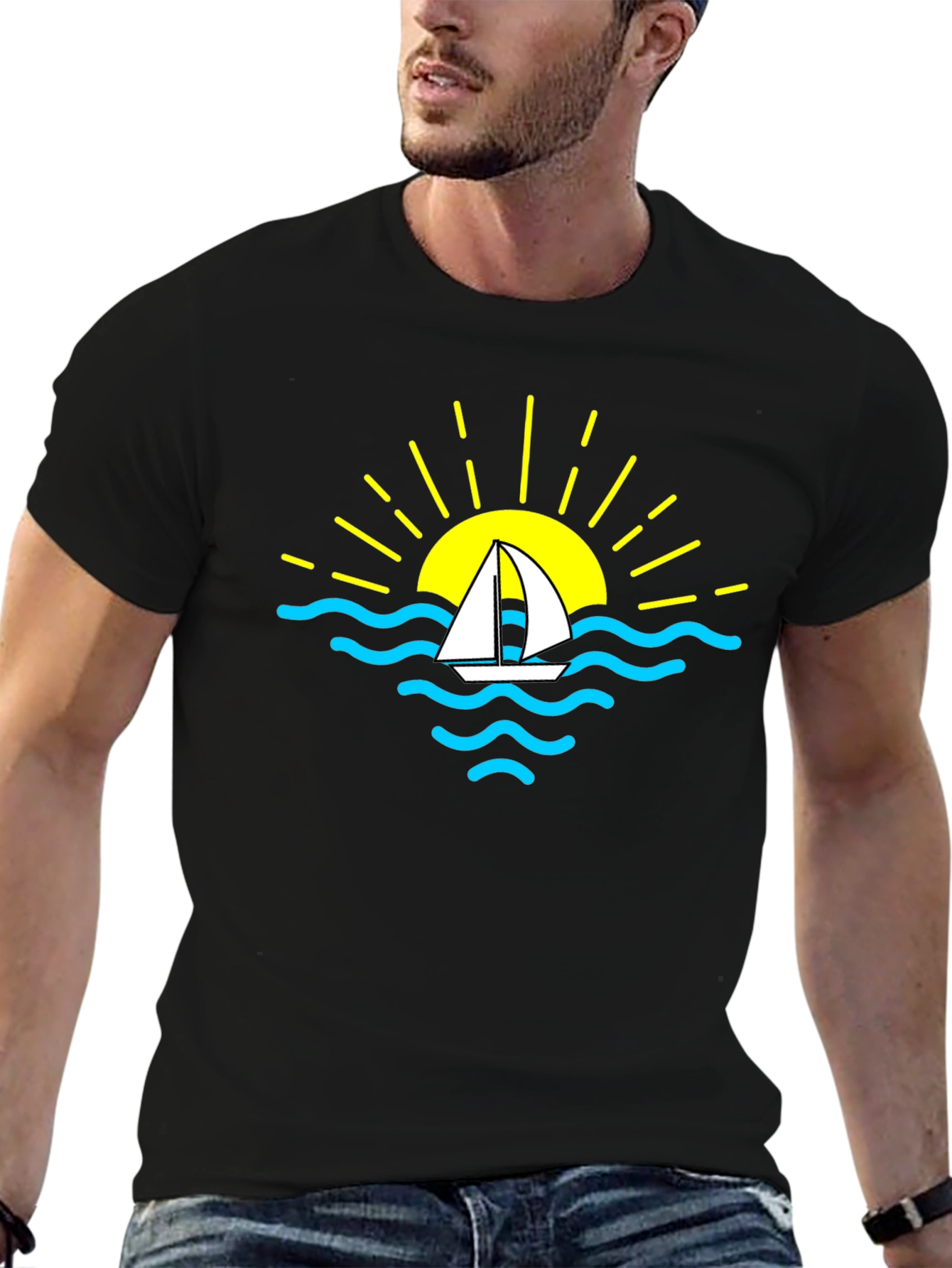 Sailboat Sunset Graphic T-Shirt