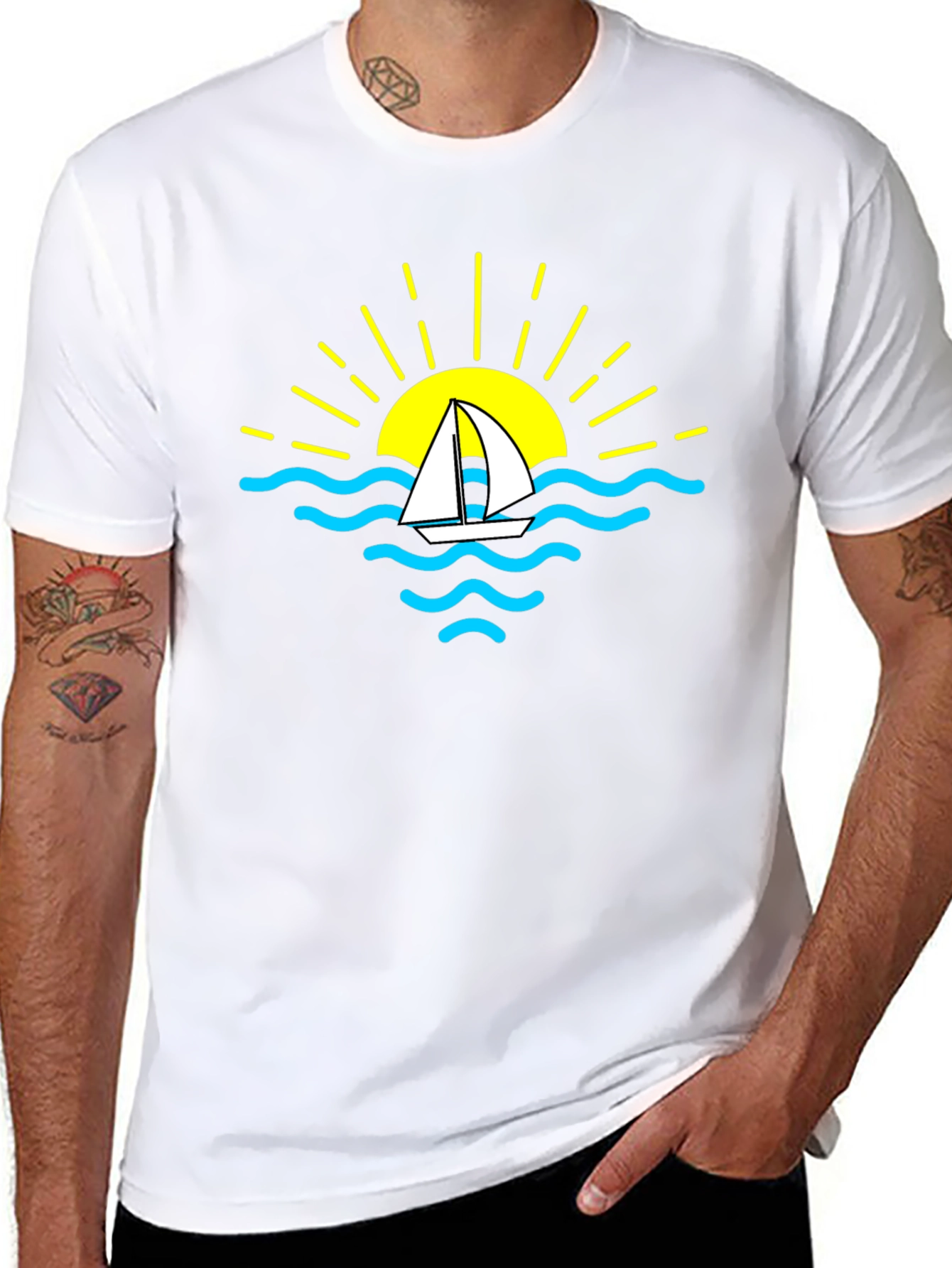 Sailboat Sunset Graphic T-Shirt