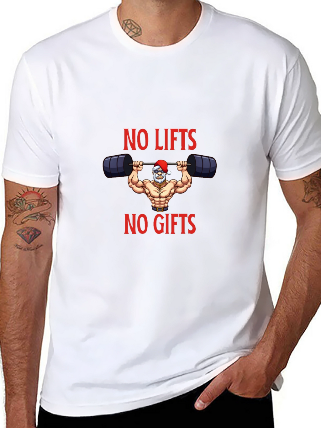 No Lifts No Gifts Santa Gym T-Shirt