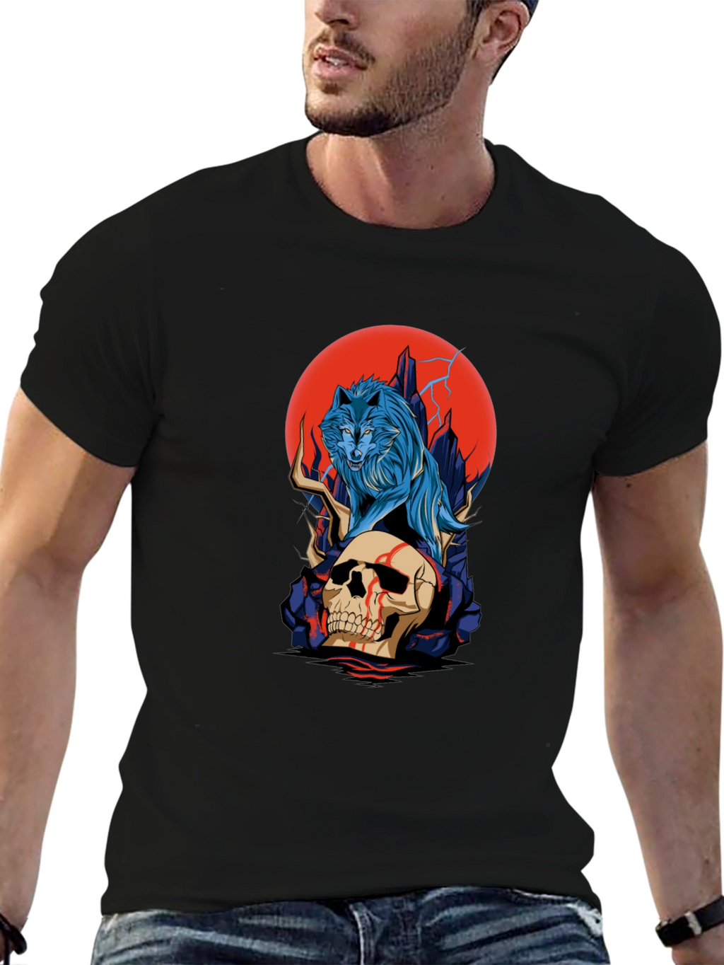 Wolf and Skull Graphic Tee