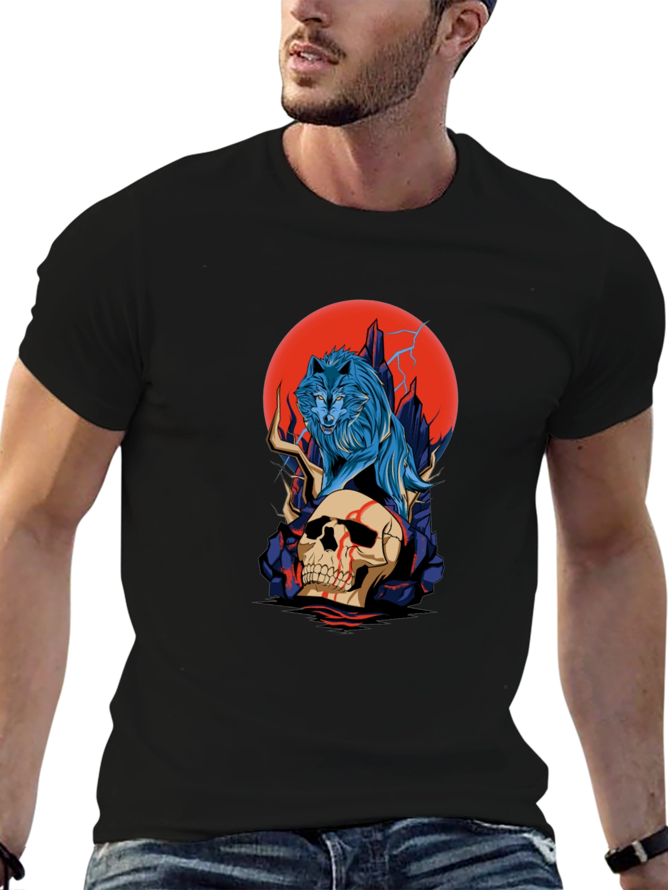 Wolf and Skull Graphic Tee