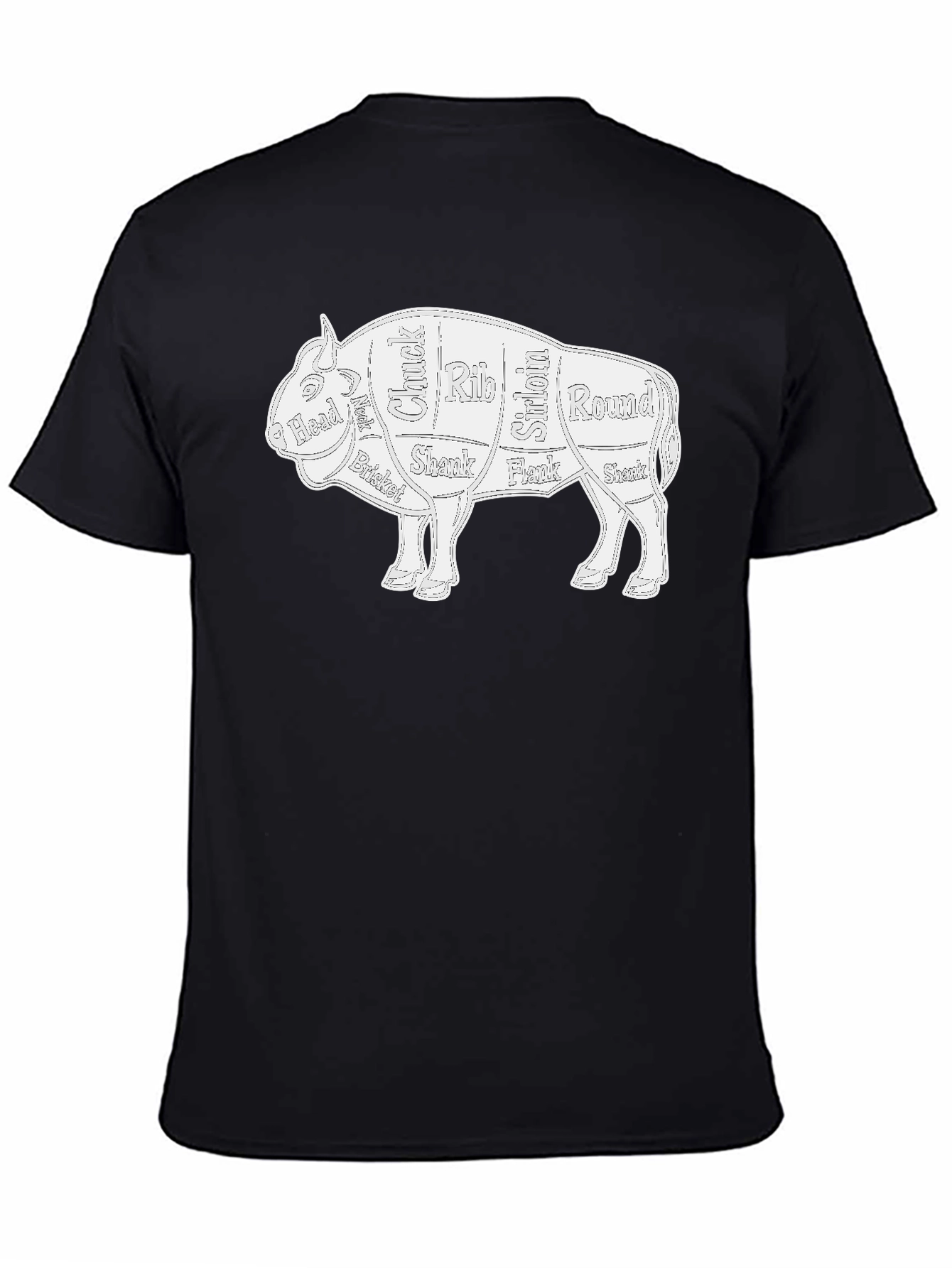 Butcher Cut Bison Graphic Tee - Novelty T-Shirt