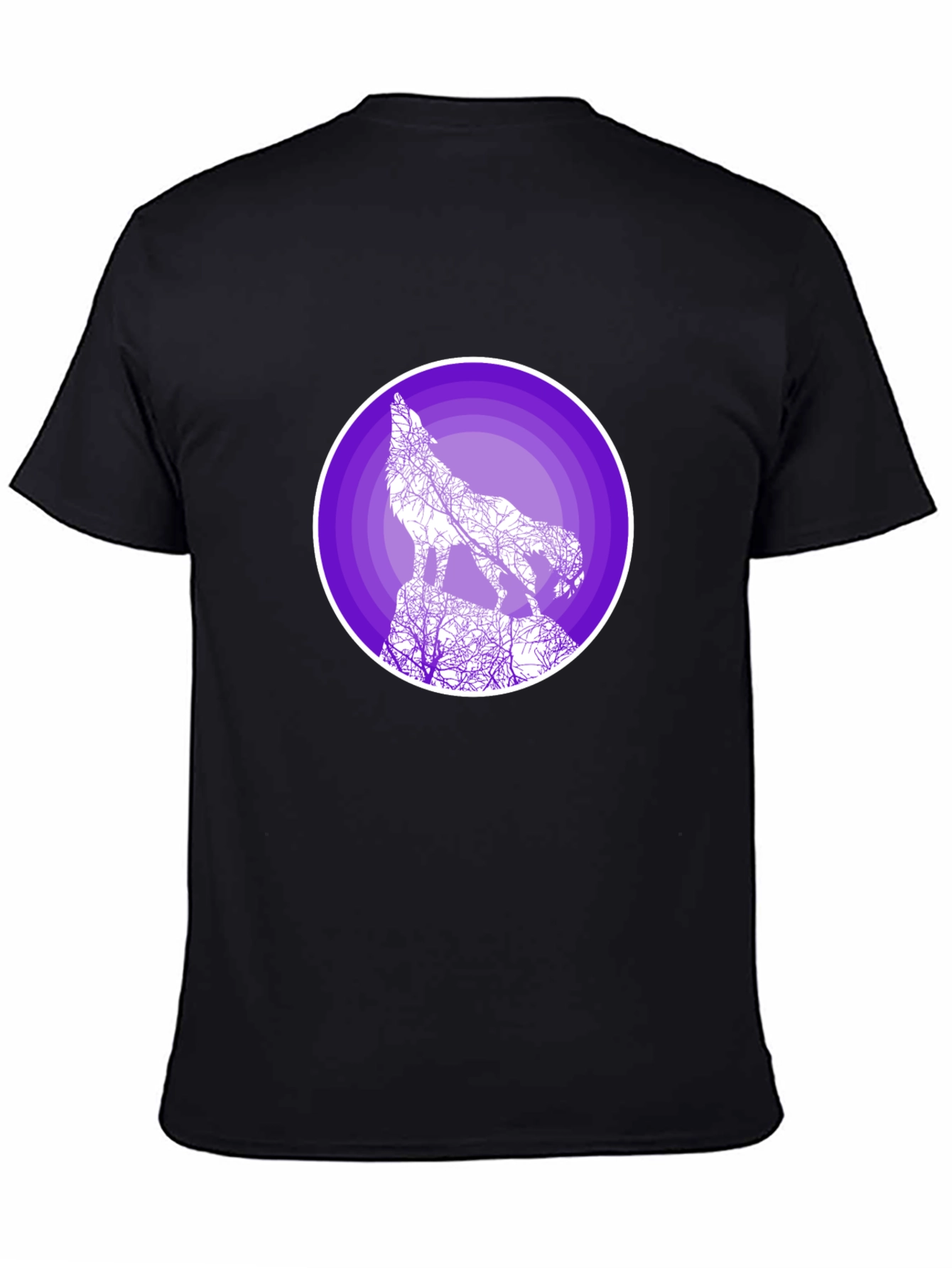 Wolf Silhouette Graphic T-Shirt - Black