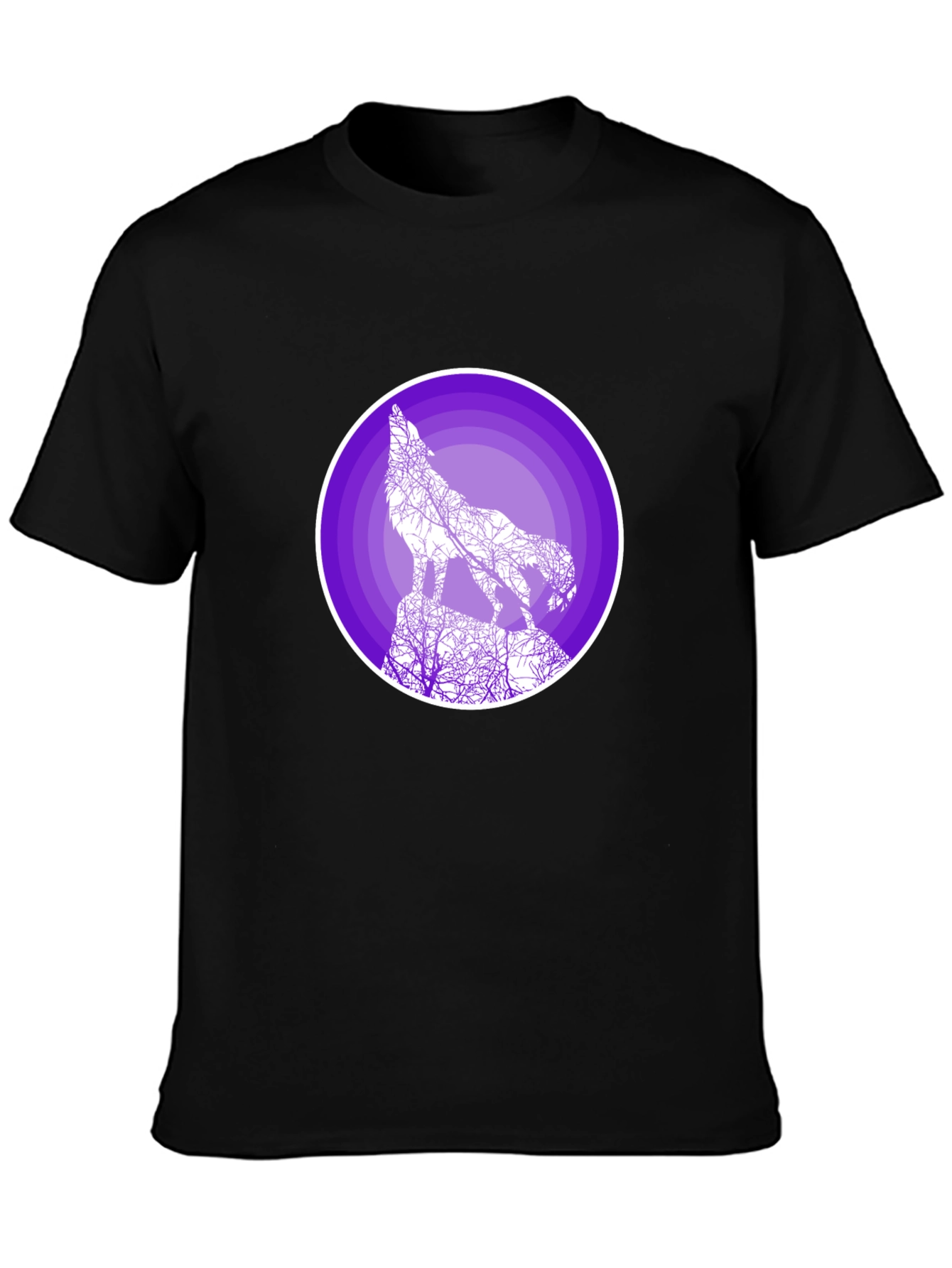 Wolf Silhouette Graphic T-Shirt - Black