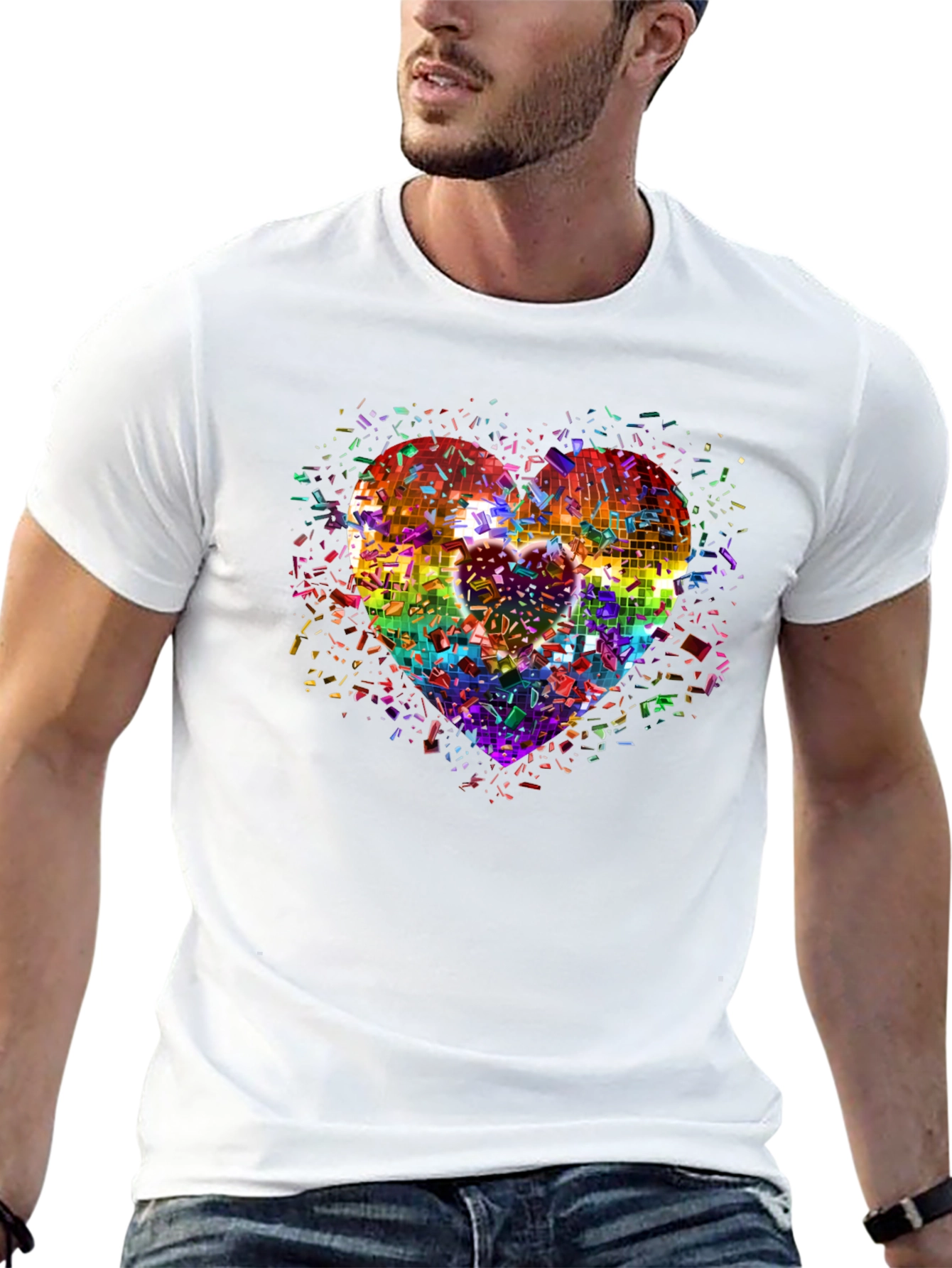 Rainbow Heart Disco T-Shirt