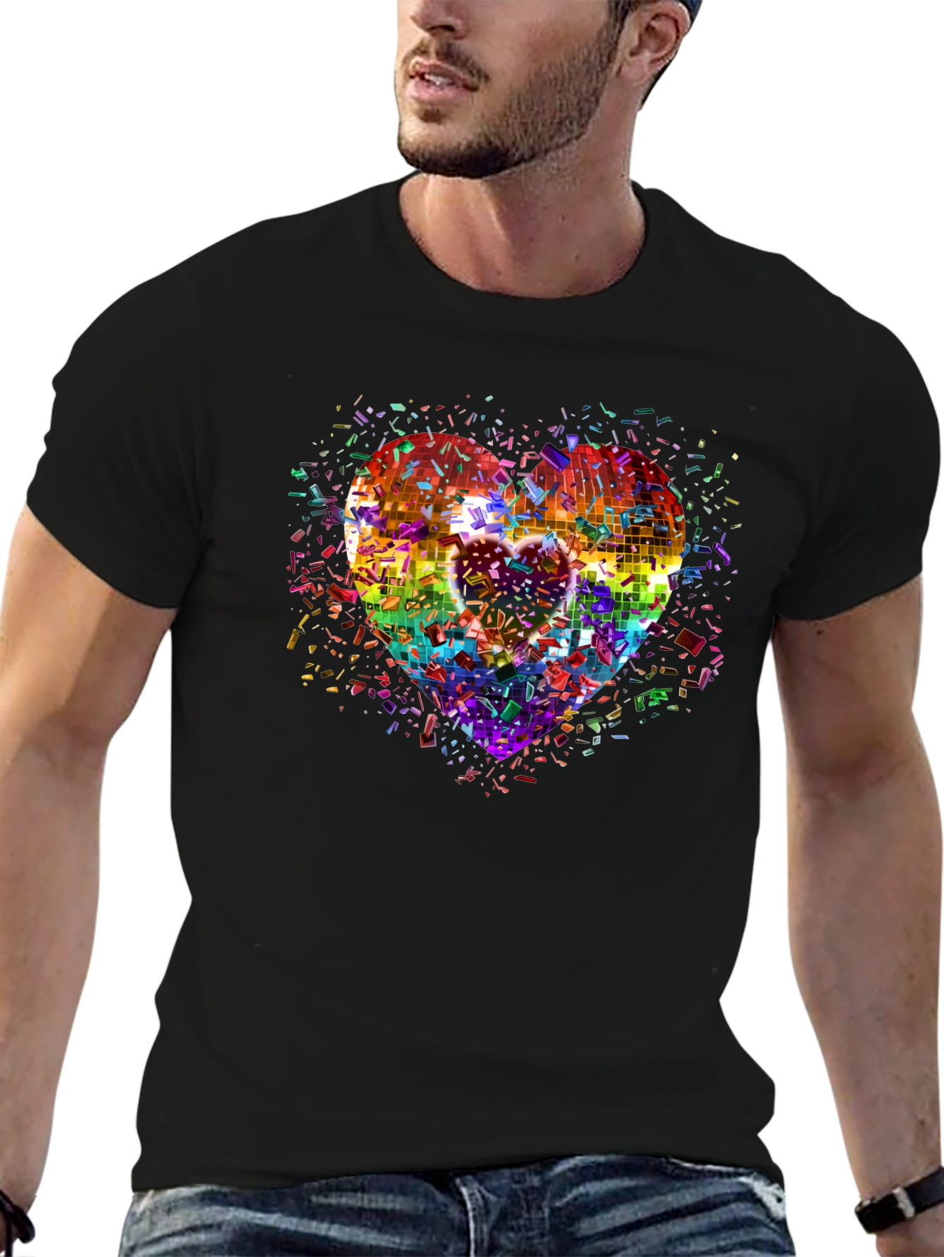 Rainbow Heart Disco T-Shirt
