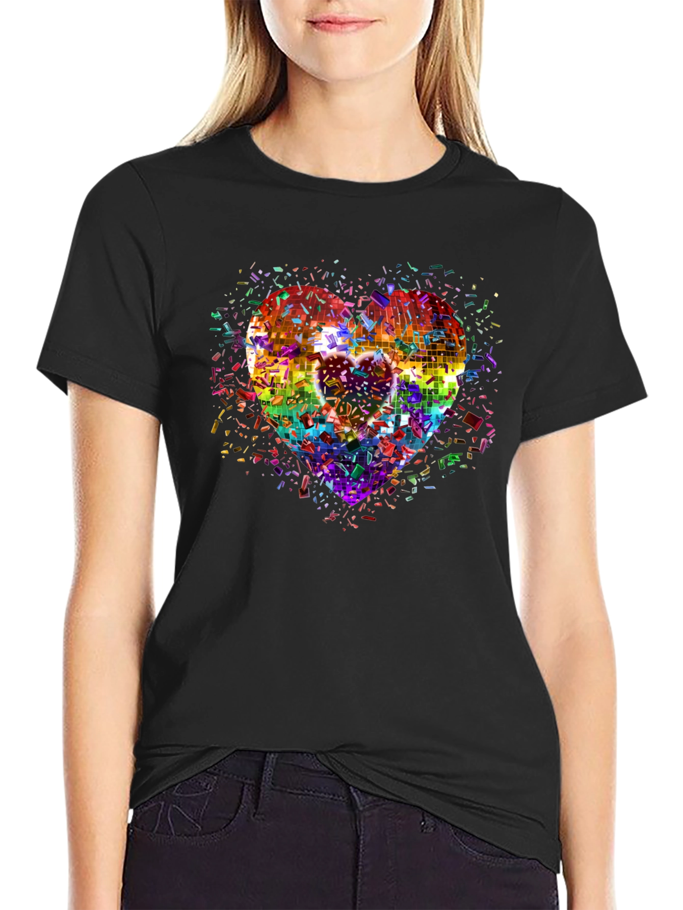 Rainbow Heart Disco T-Shirt