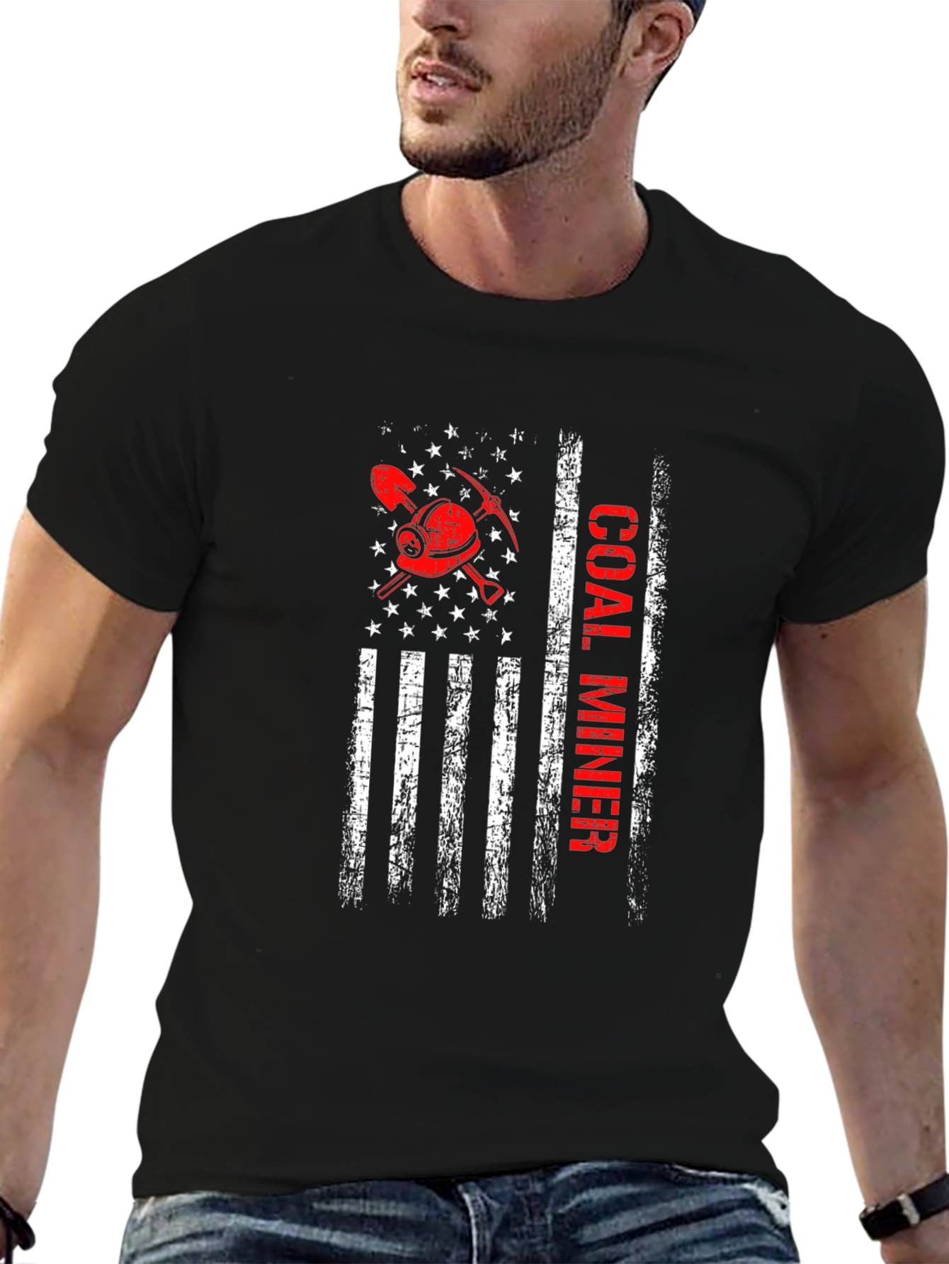 Coal Miner American Flag Graphic Tee