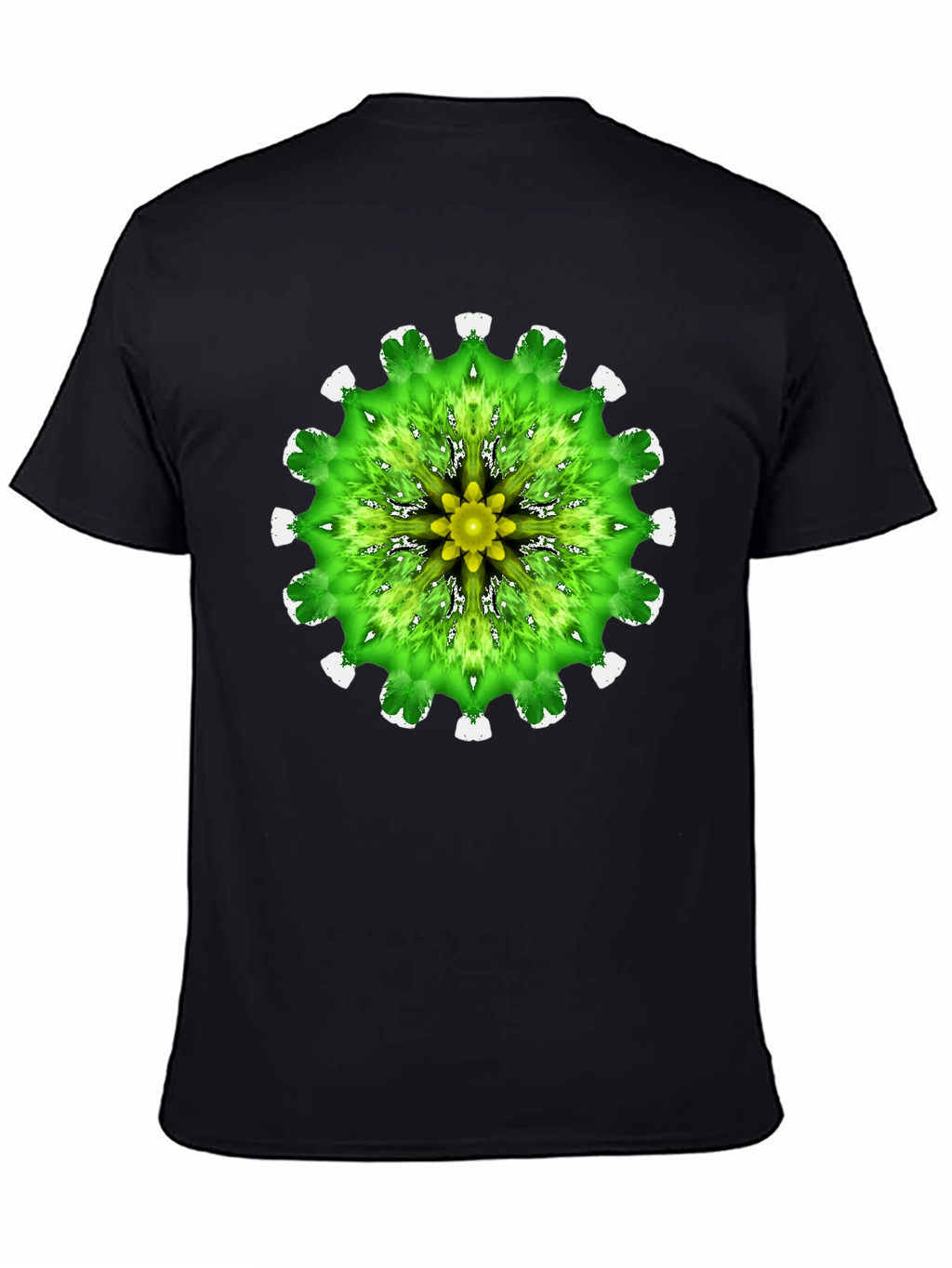 Green Mandala Graphic Black T-Shirt