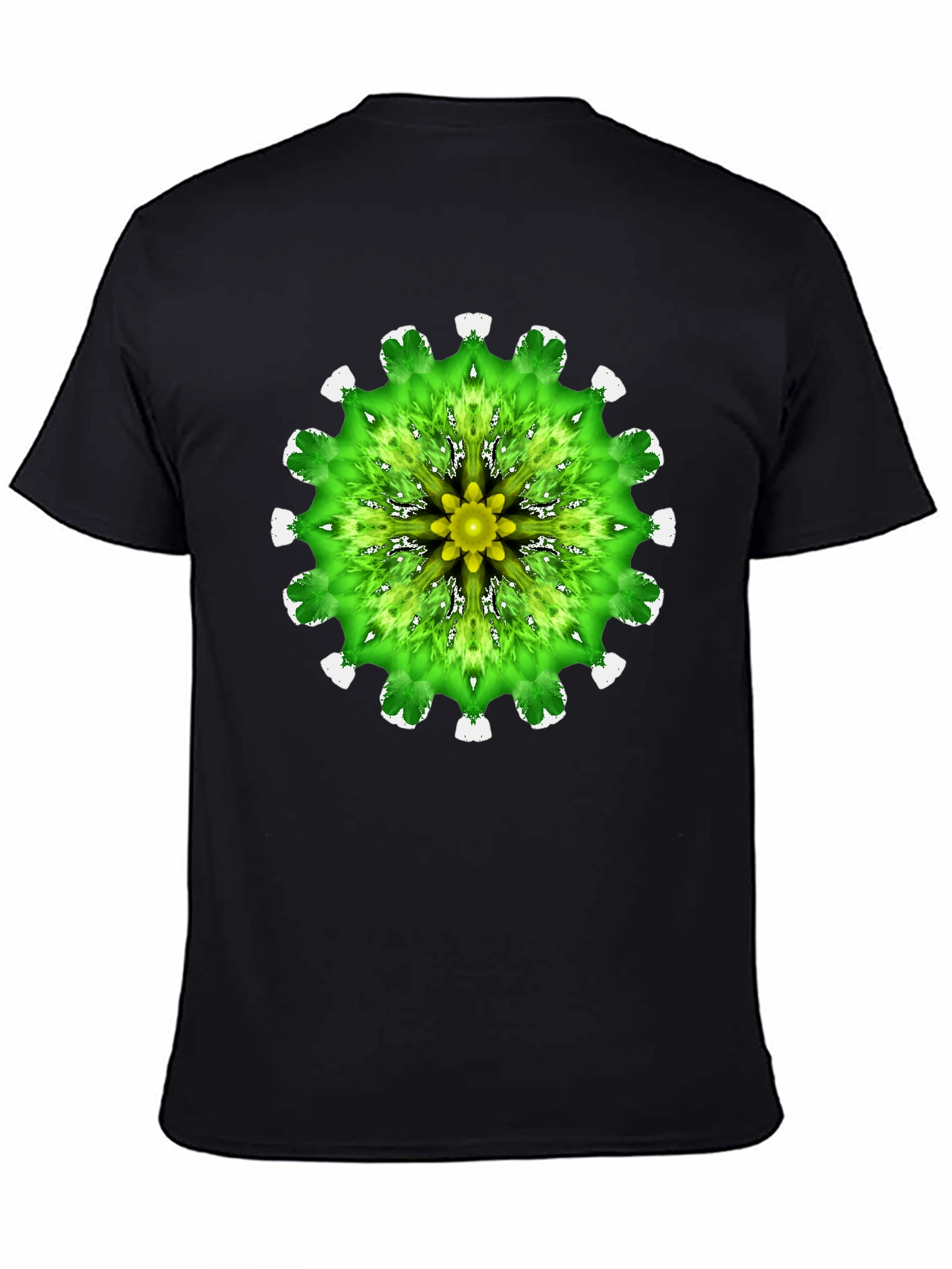 Green Mandala Graphic Black T-Shirt