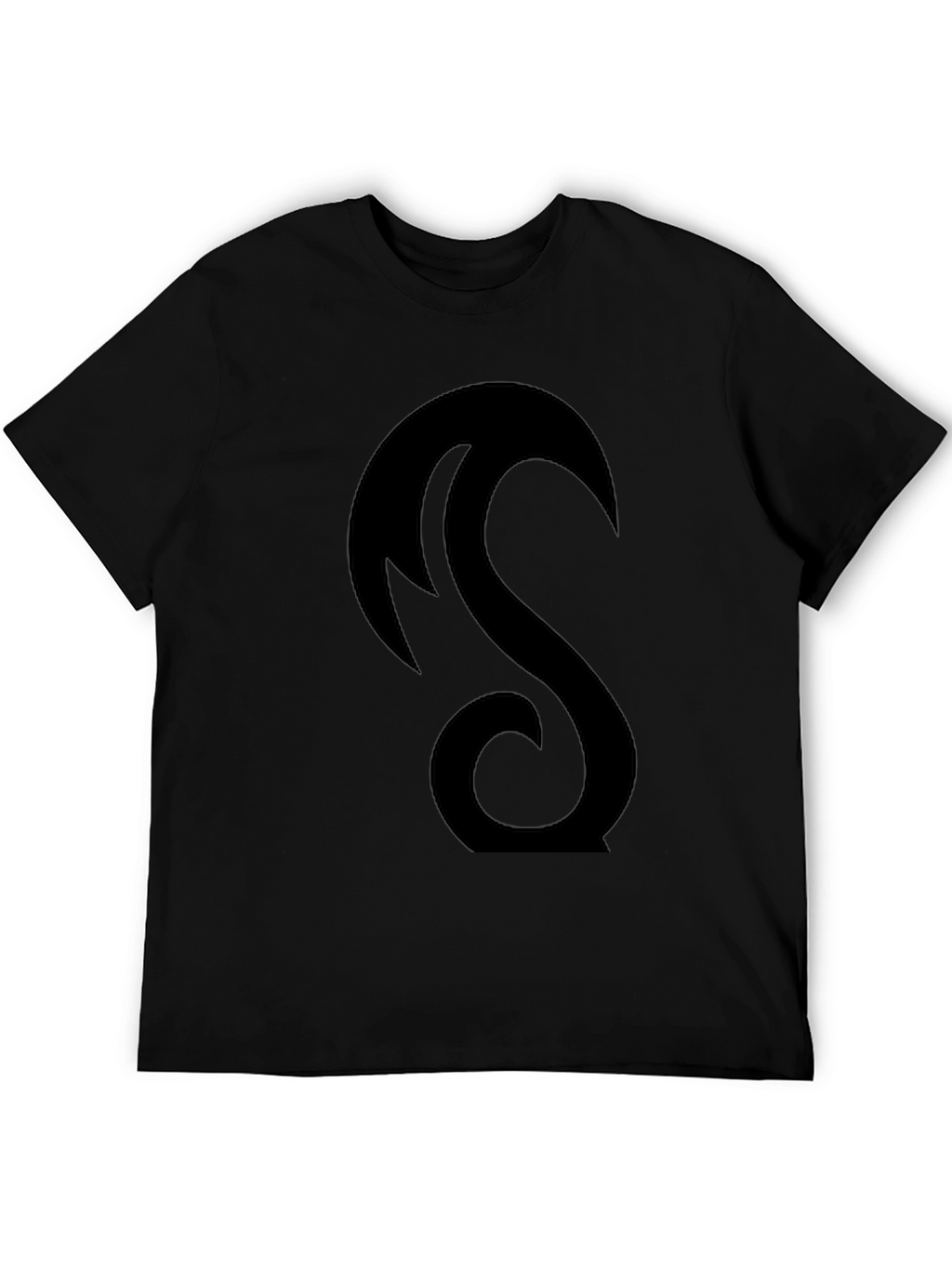 Black Tee with Abstract Crescent Design