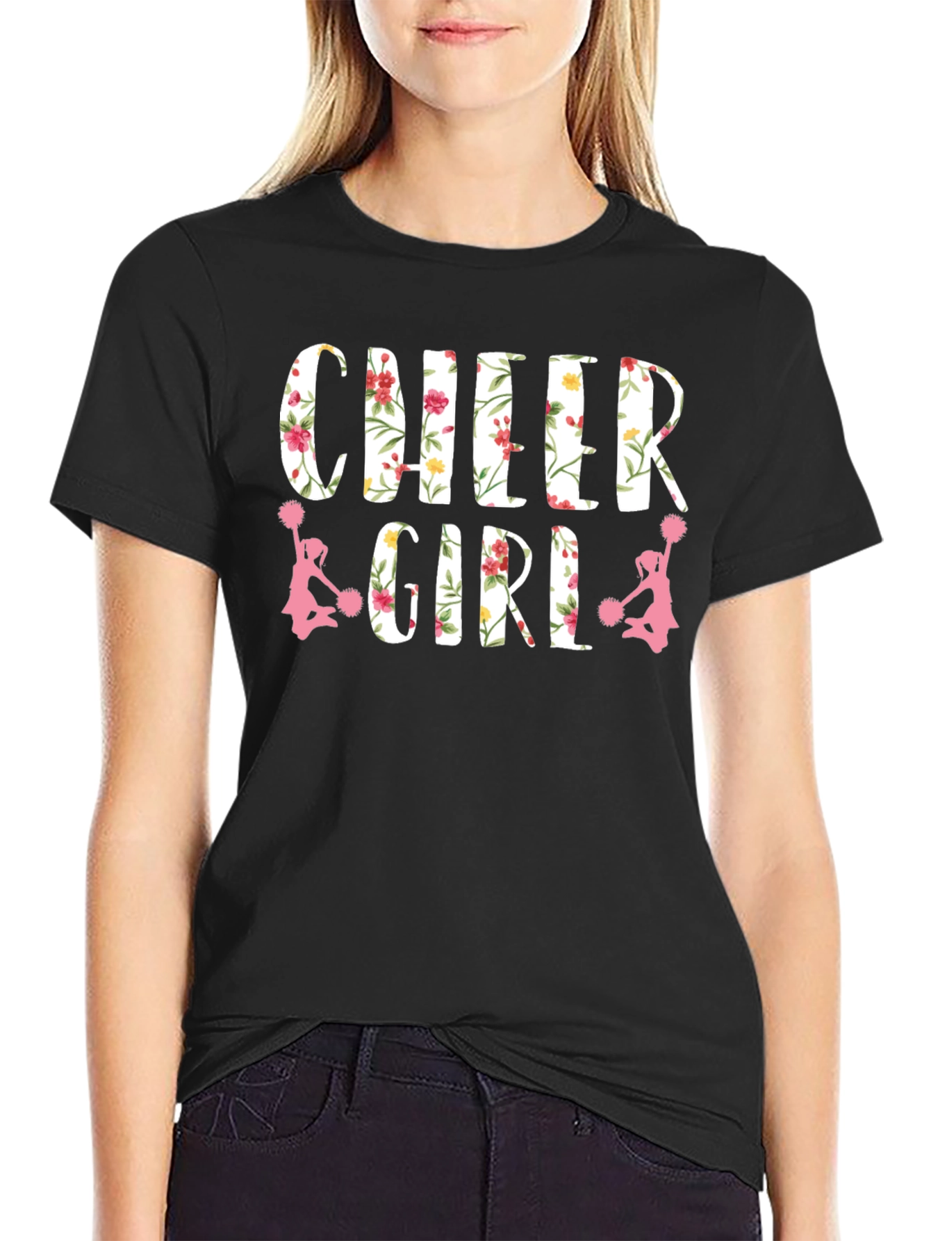 Cheer Girl Floral Print T-Shirt