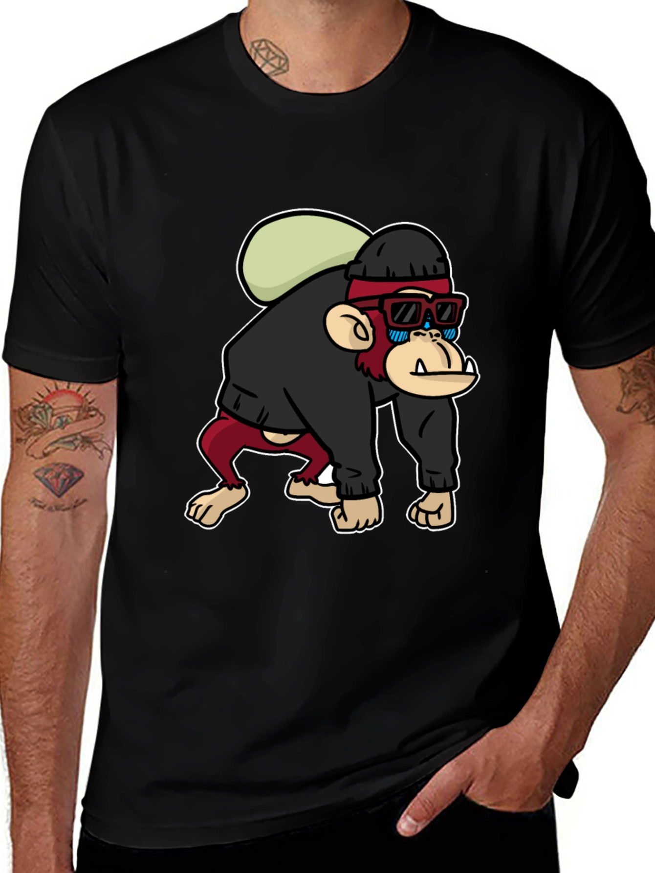 Cool Monkey Graphic T-Shirt - Black