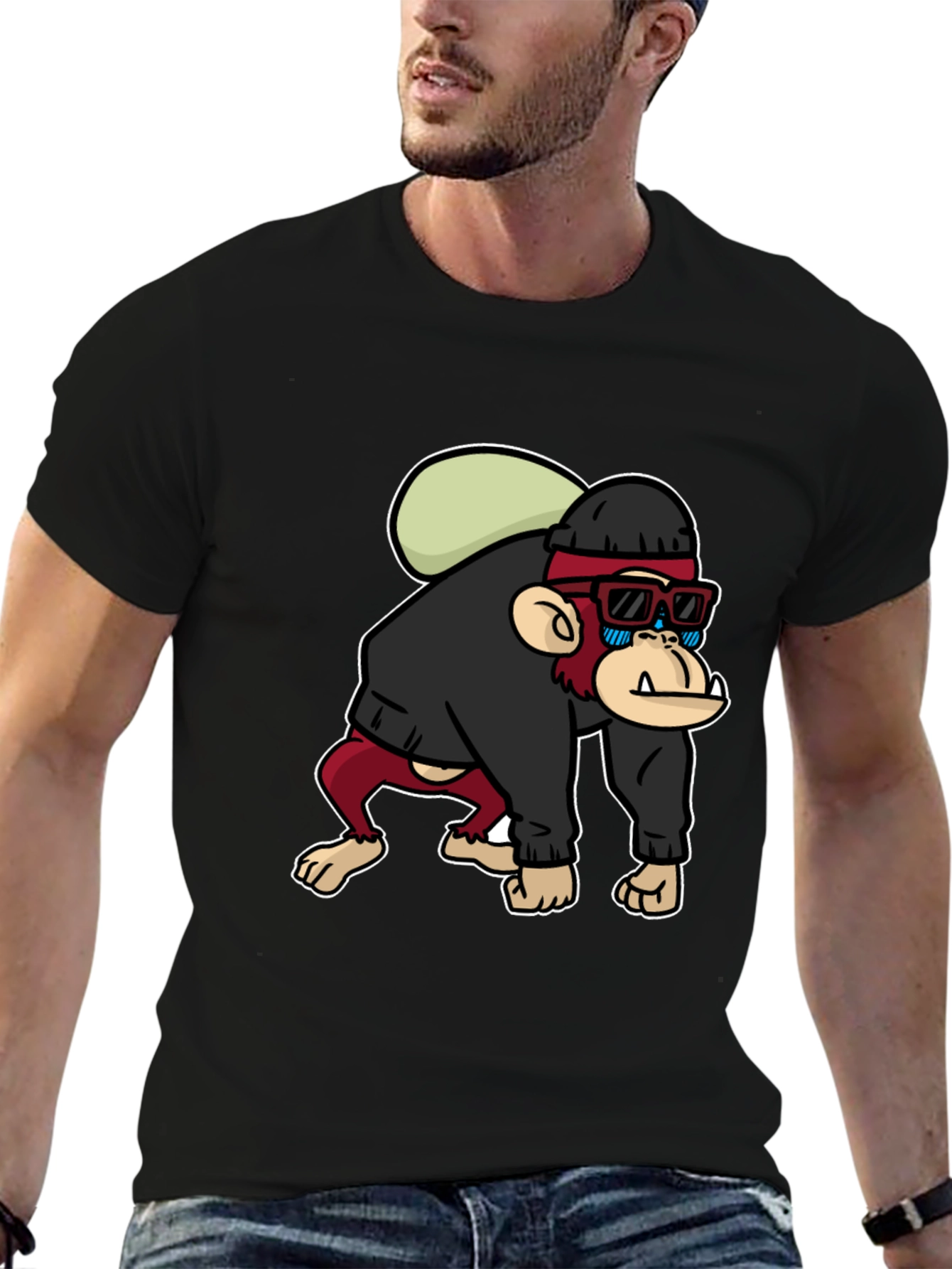 Cool Monkey Graphic T-Shirt - Black