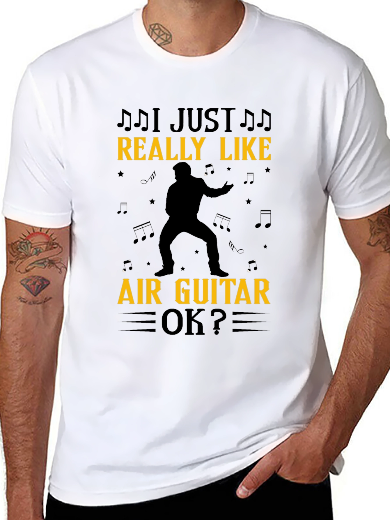 I Just Really Like Air Guitar OK? Black T-Shirt