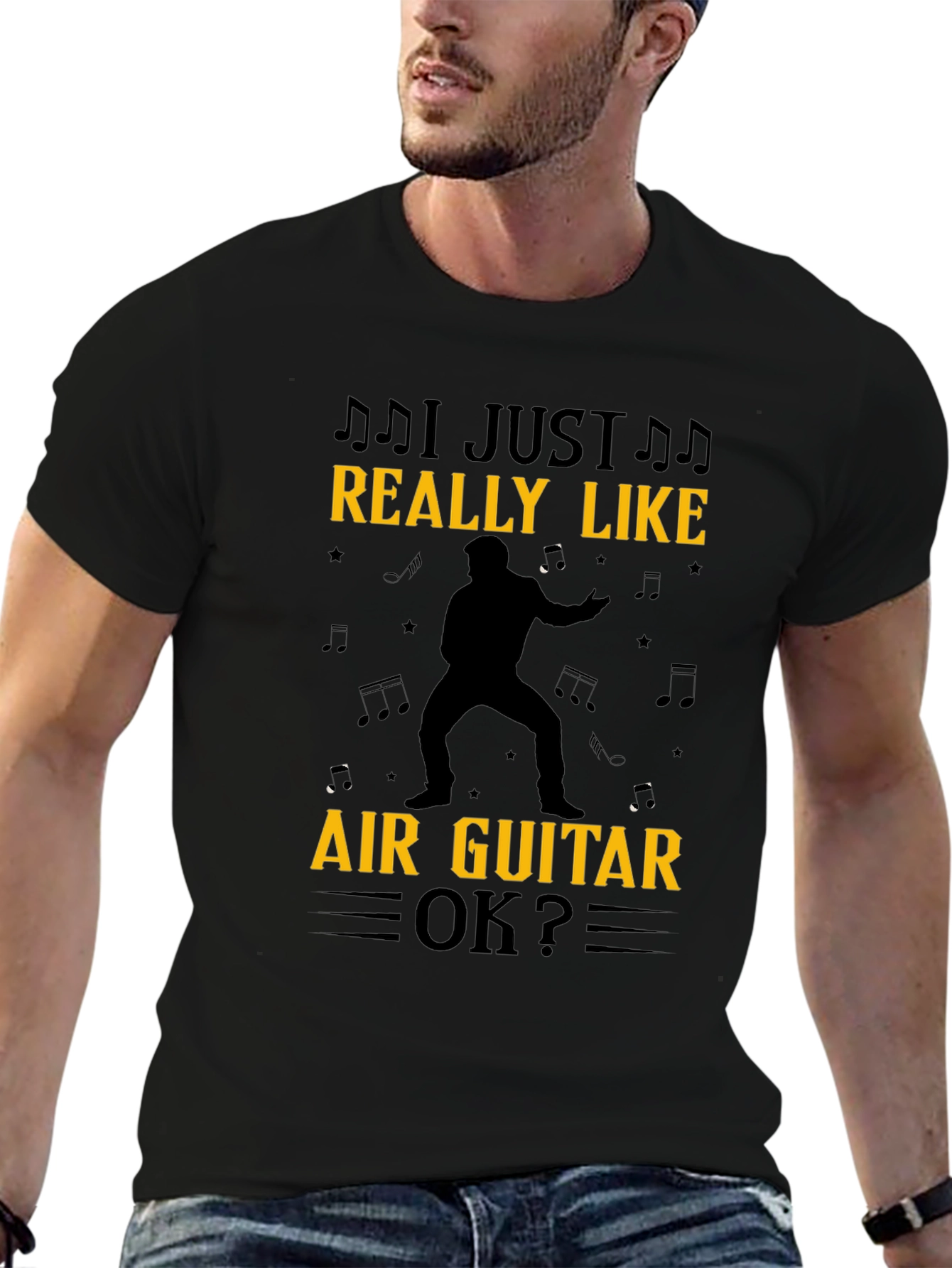 I Just Really Like Air Guitar OK? Black T-Shirt